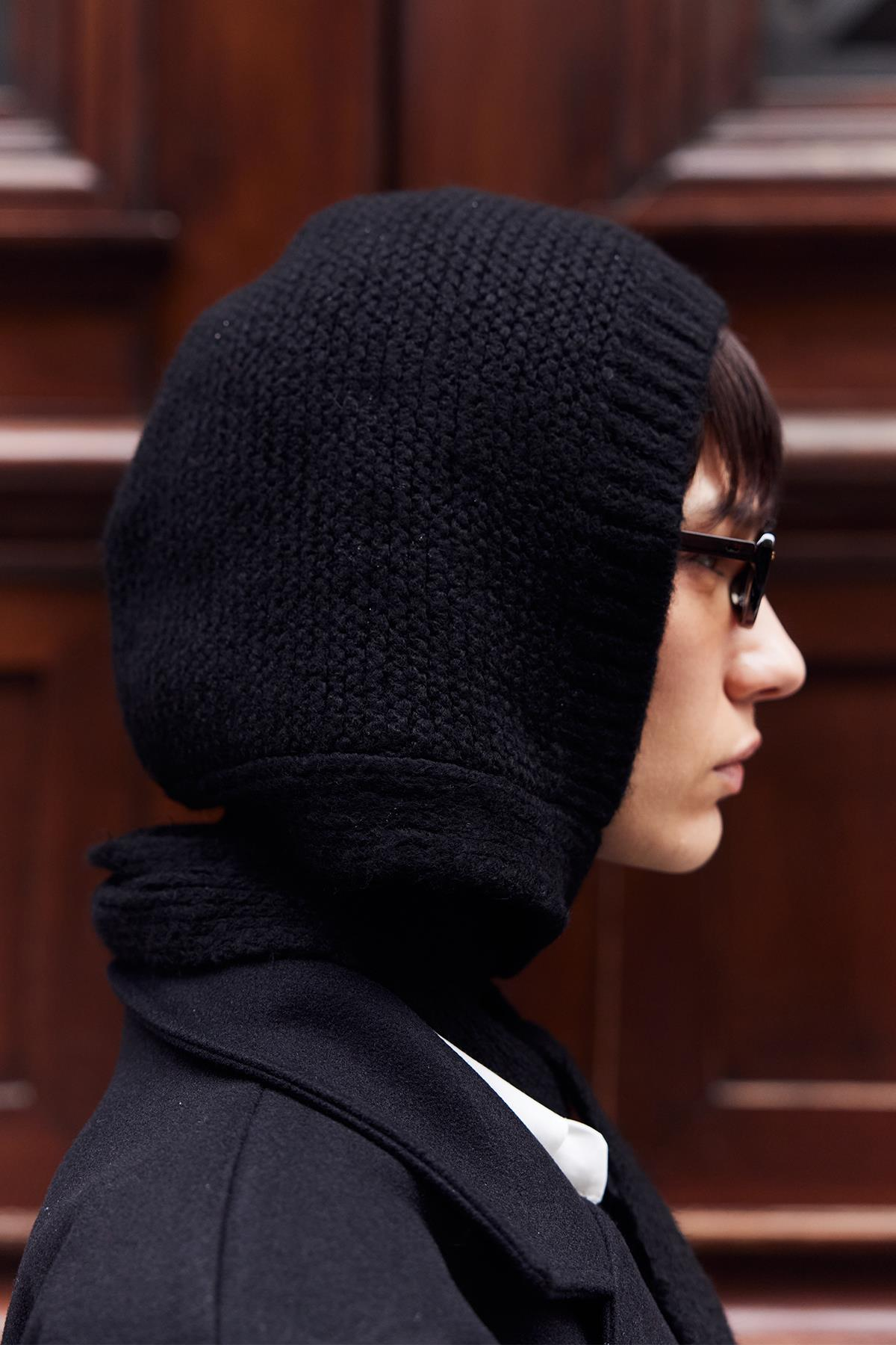 Yumuşak Triko Balaclava Siyah