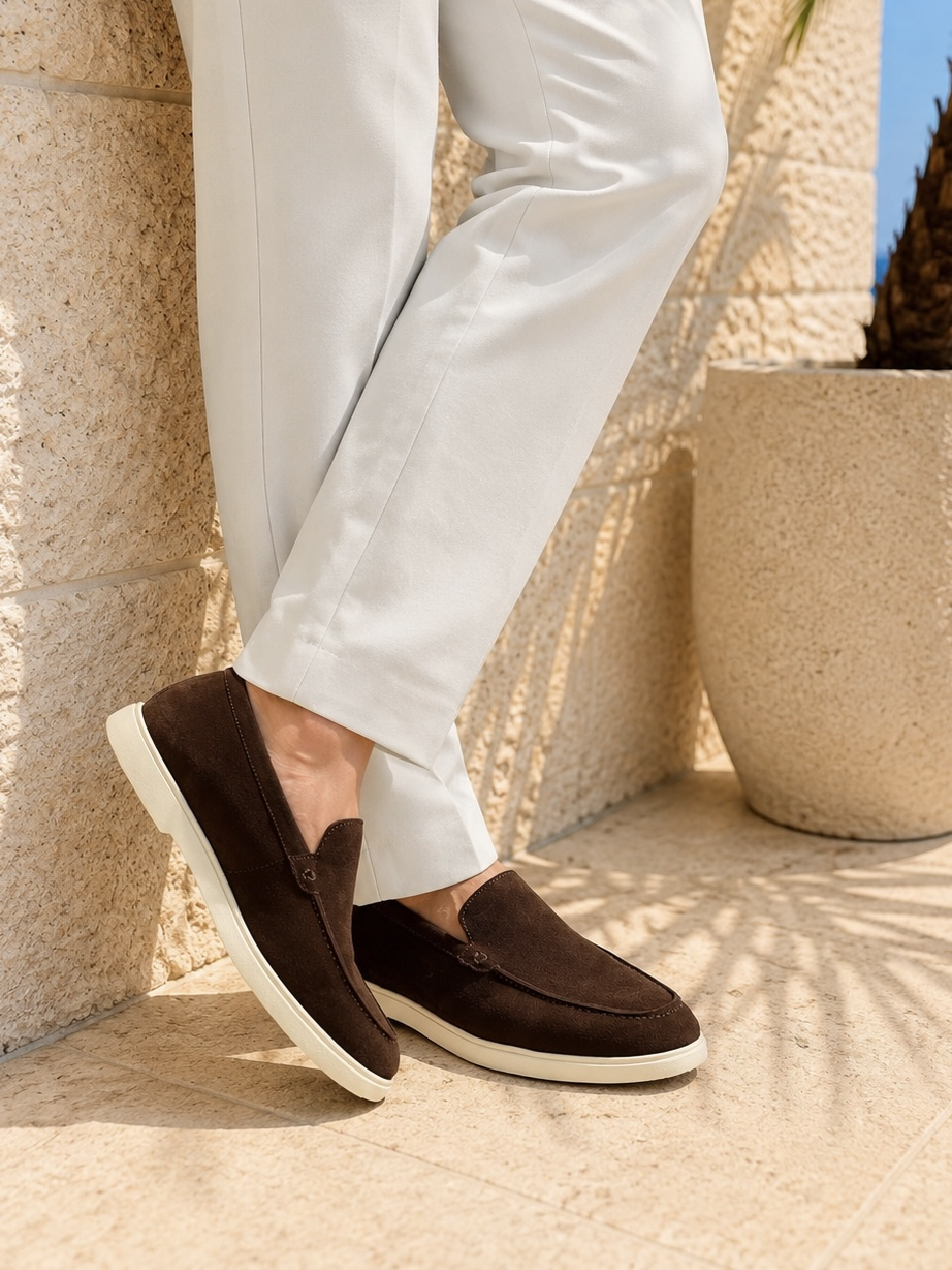 Erkek Kahverengi Süet Loafer Ayakkabı