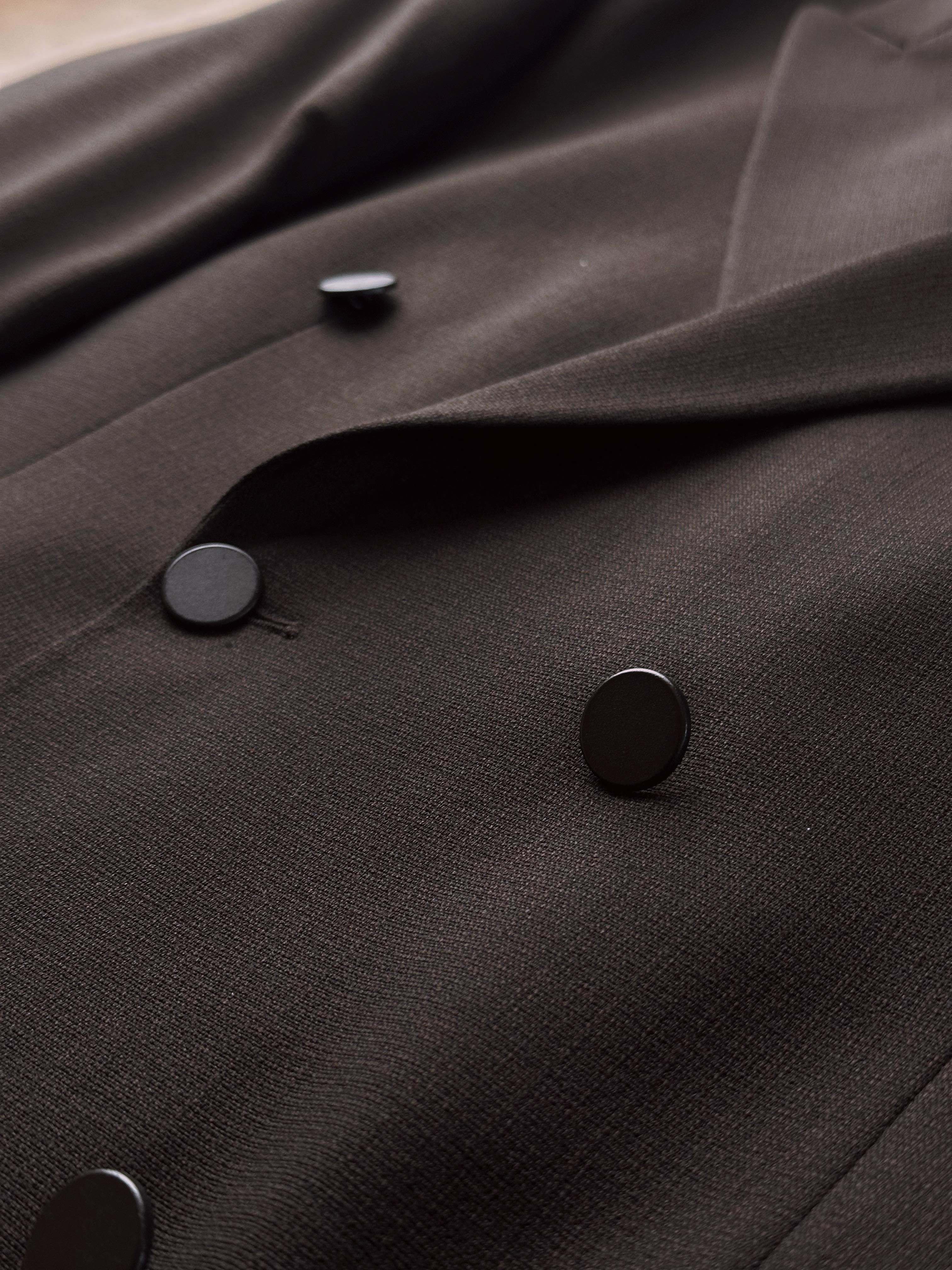 Erkek Slim Fit Acı Kahve Renk Kruvaze Takım Elbise