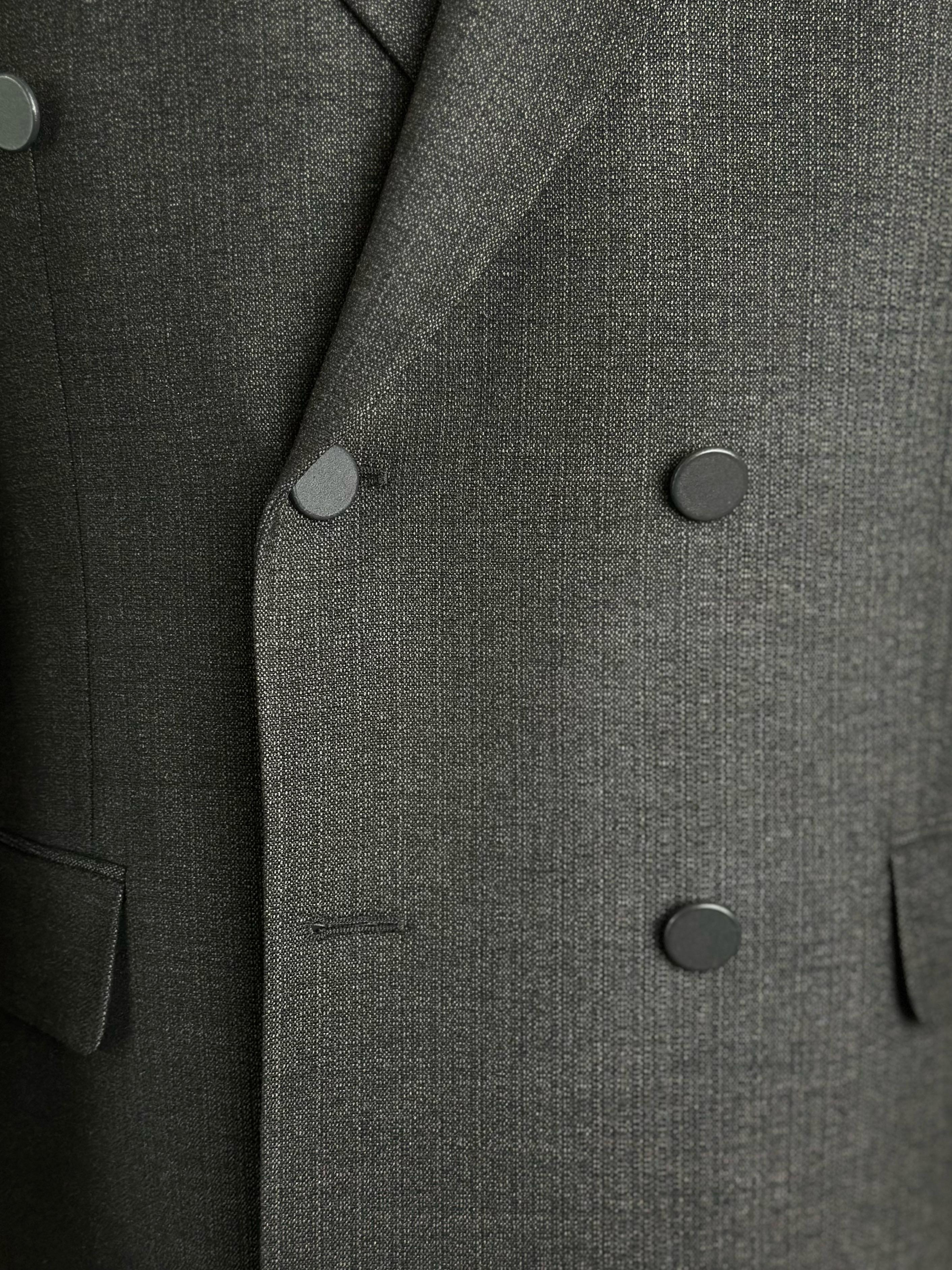 Erkek Slim Fit Antrasit Renk Kruvaze Takım Elbise