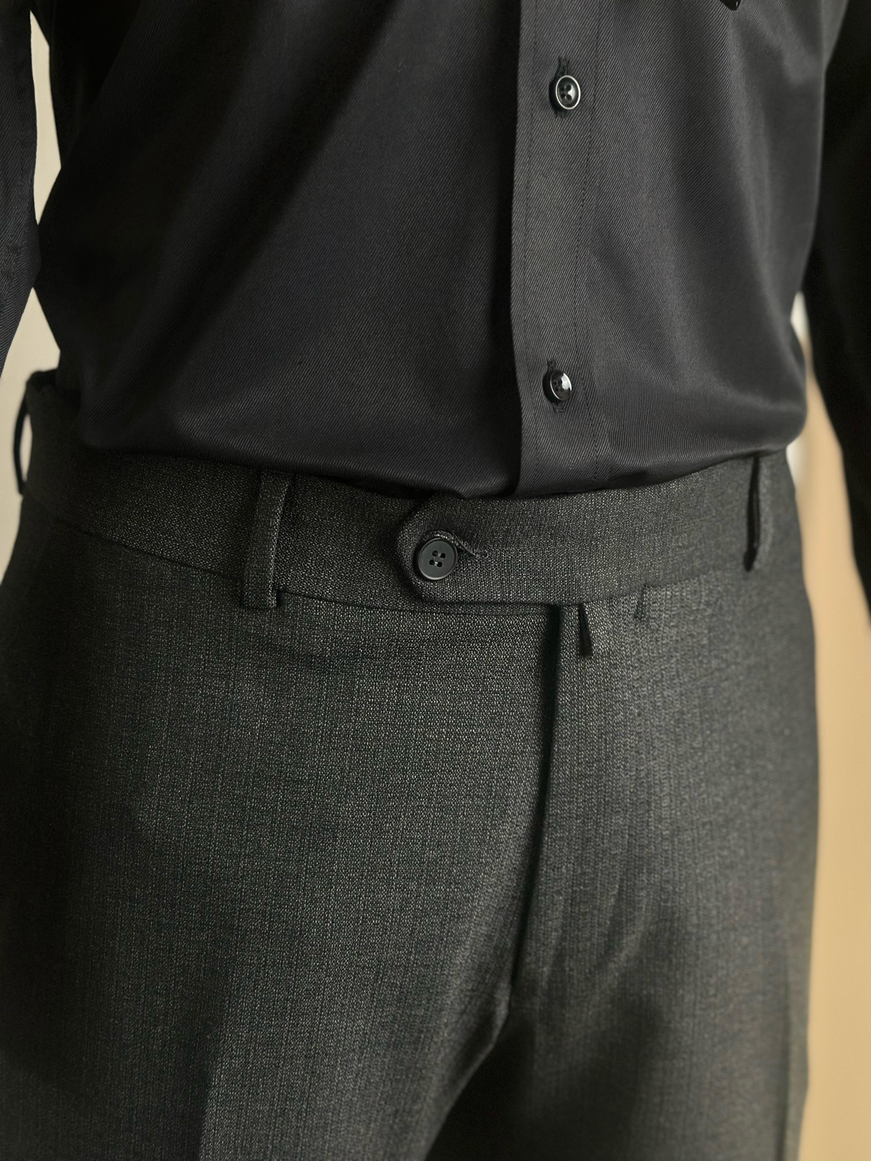 Erkek Slim Fit Antrasit Renk Kruvaze Takım Elbise