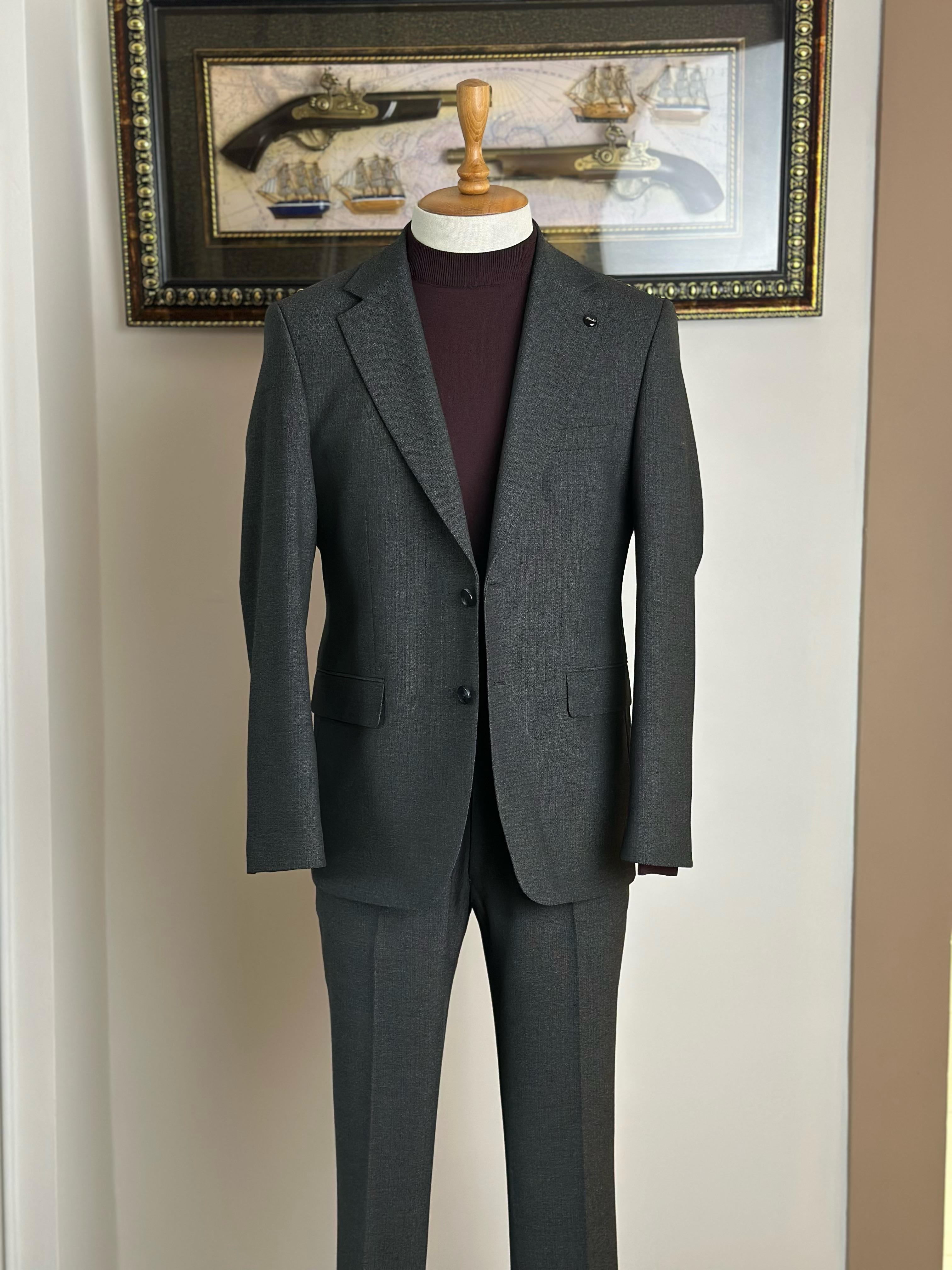 Erkek Slim Fit Antrasit Renk Takım Elbise