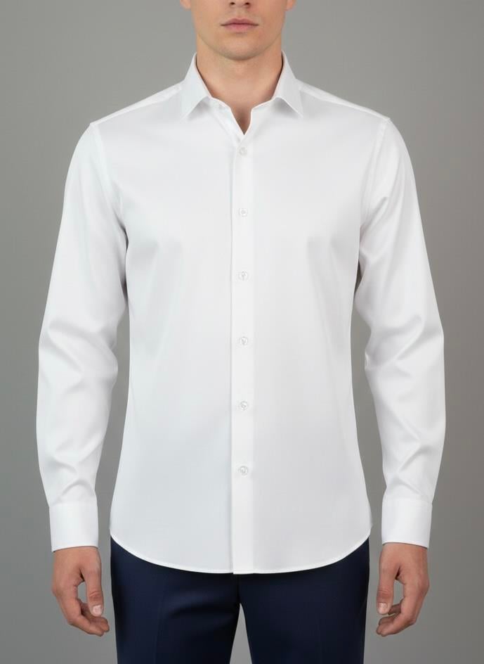 Erkek Slim Fit Beyaz Renk Klasik Gömlek