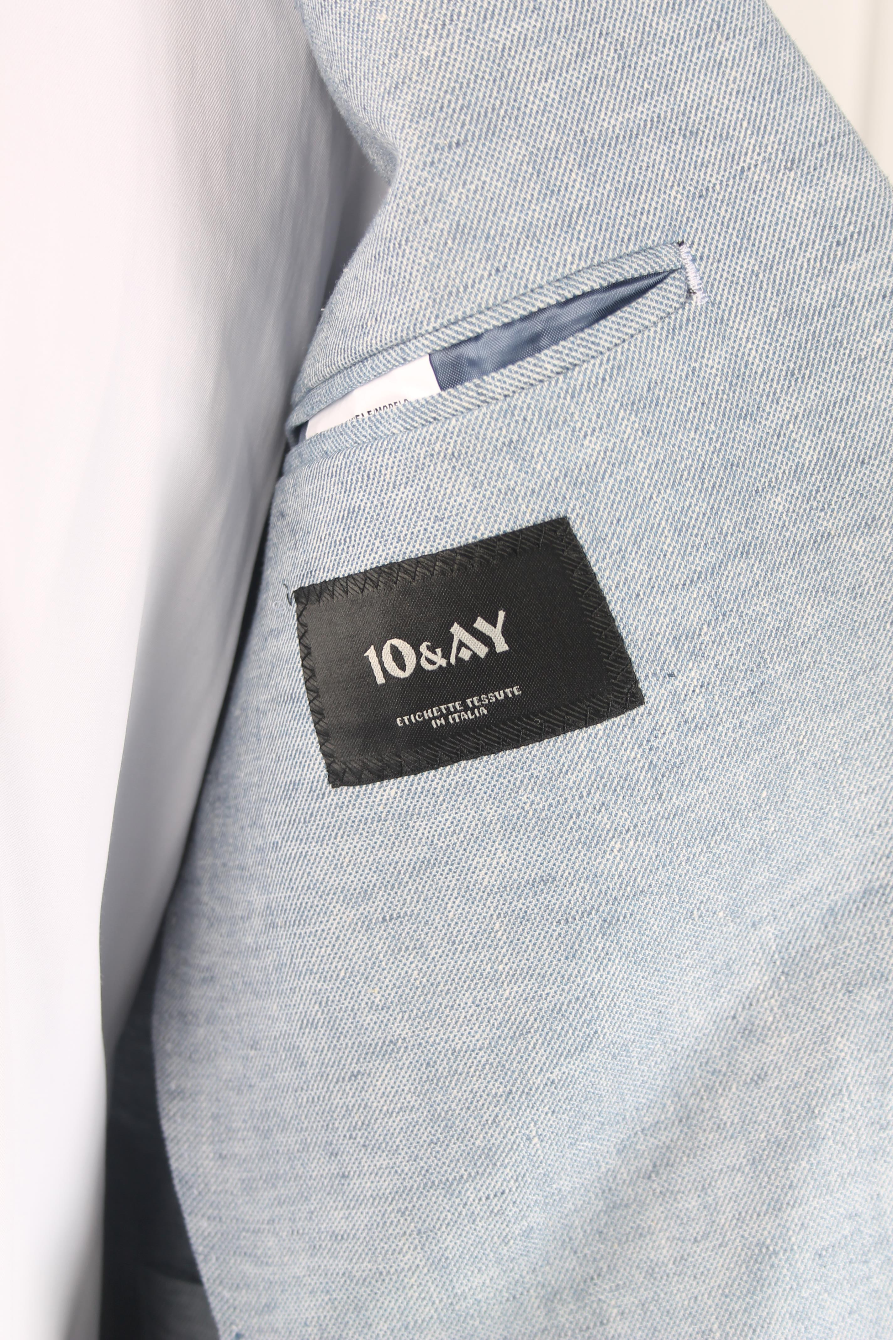 Erkek Slim Fit Buz Mavi Renk Keten Ceket