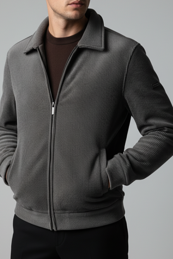 Erkek Slim Fit Gri Renk Polar Mont