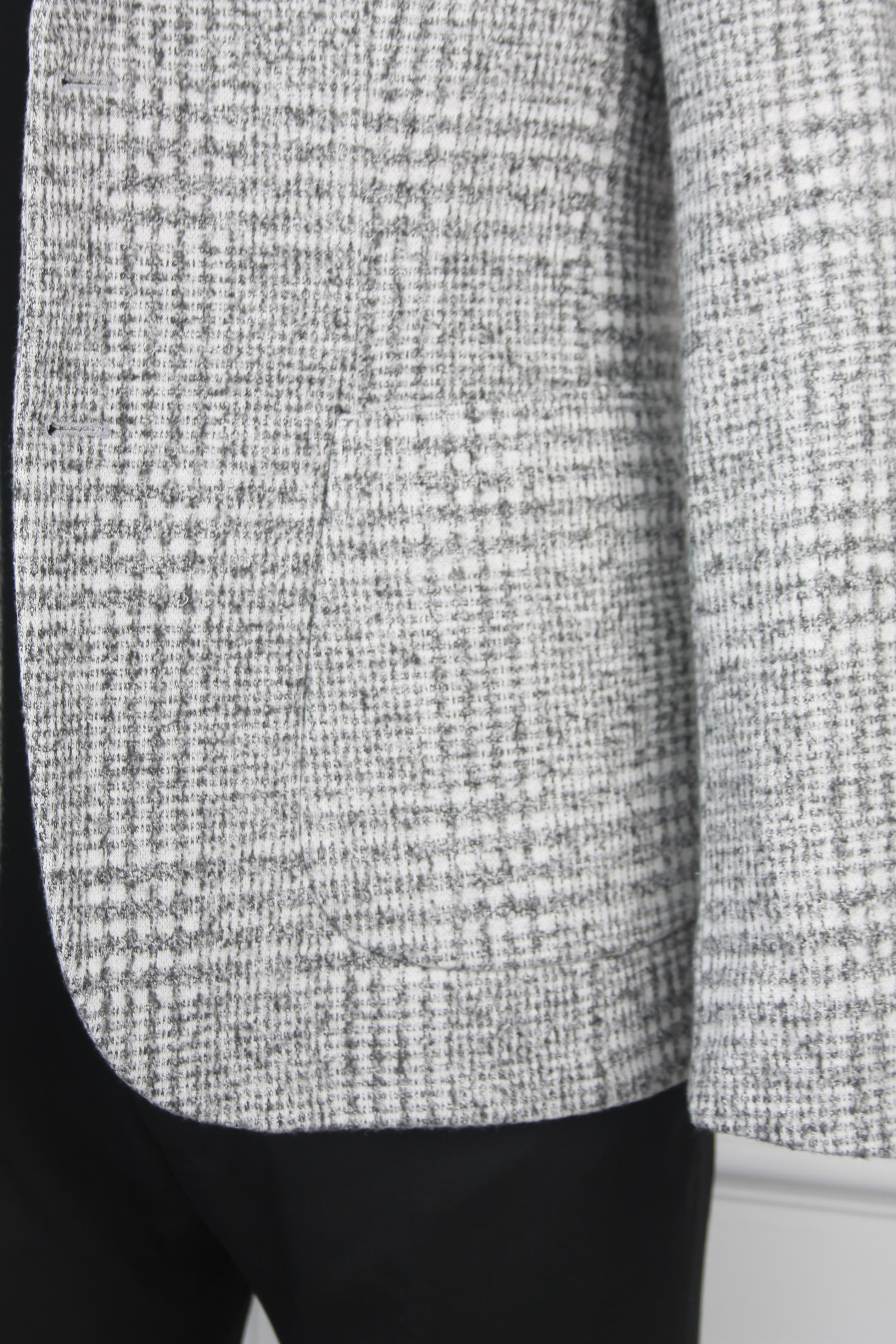 Erkek Slim Fit Gri Renk Yün Ekose Tek Ceket