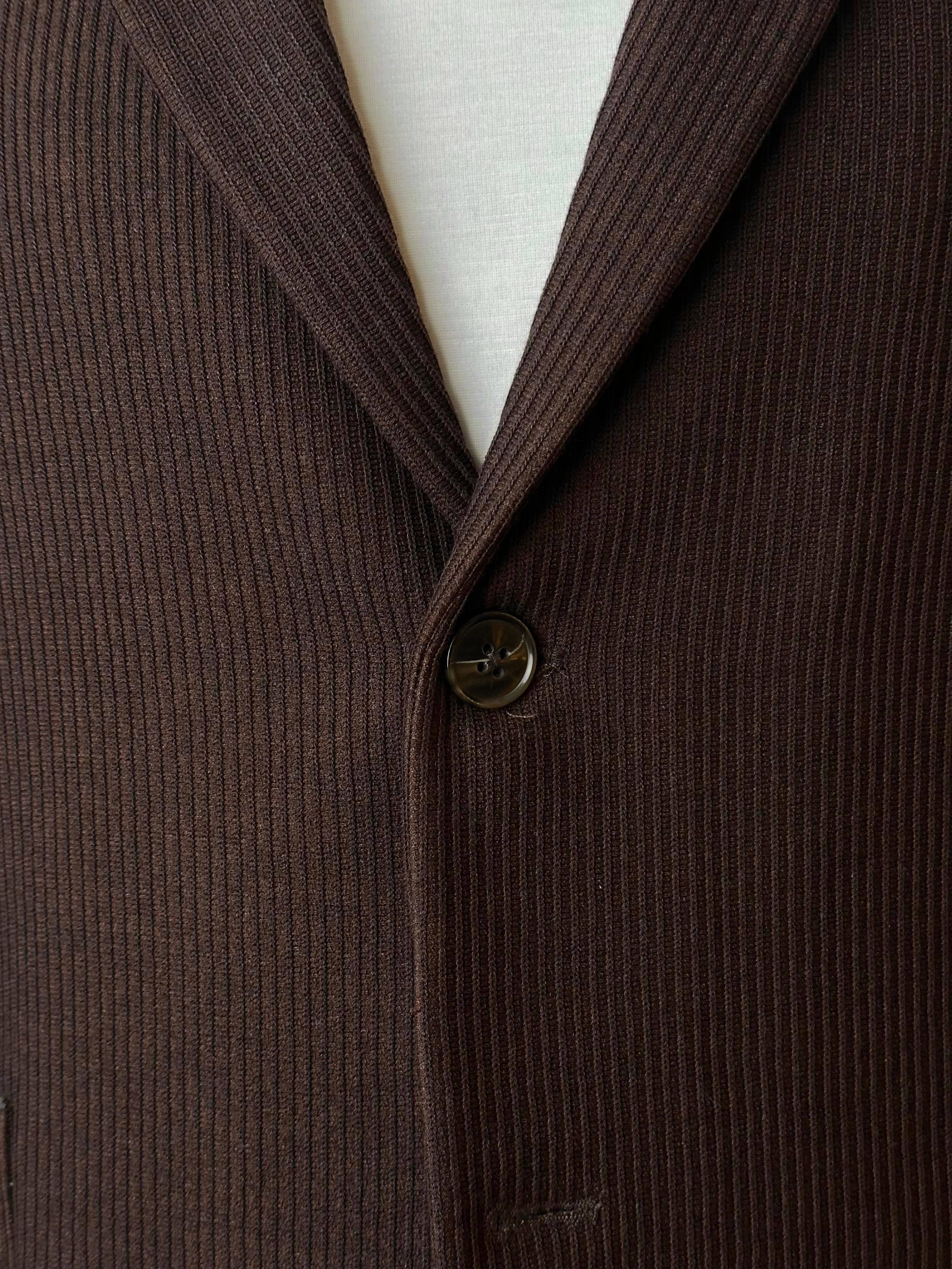 Erkek Slim Fit Kahverengi Fitilli Ceket