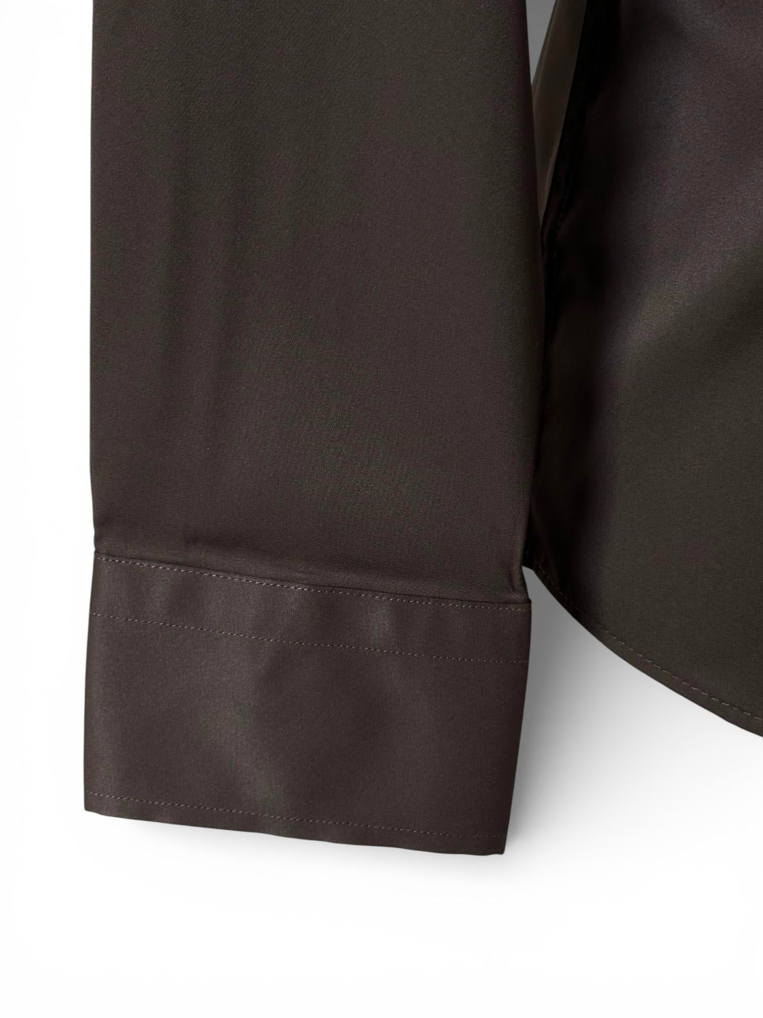 Erkek Slim Fit Kahverengi Klasik Gömlek