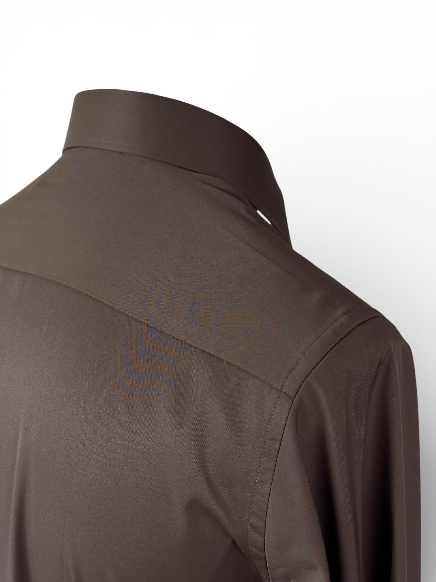 Erkek Slim Fit Kahverengi Klasik Gömlek