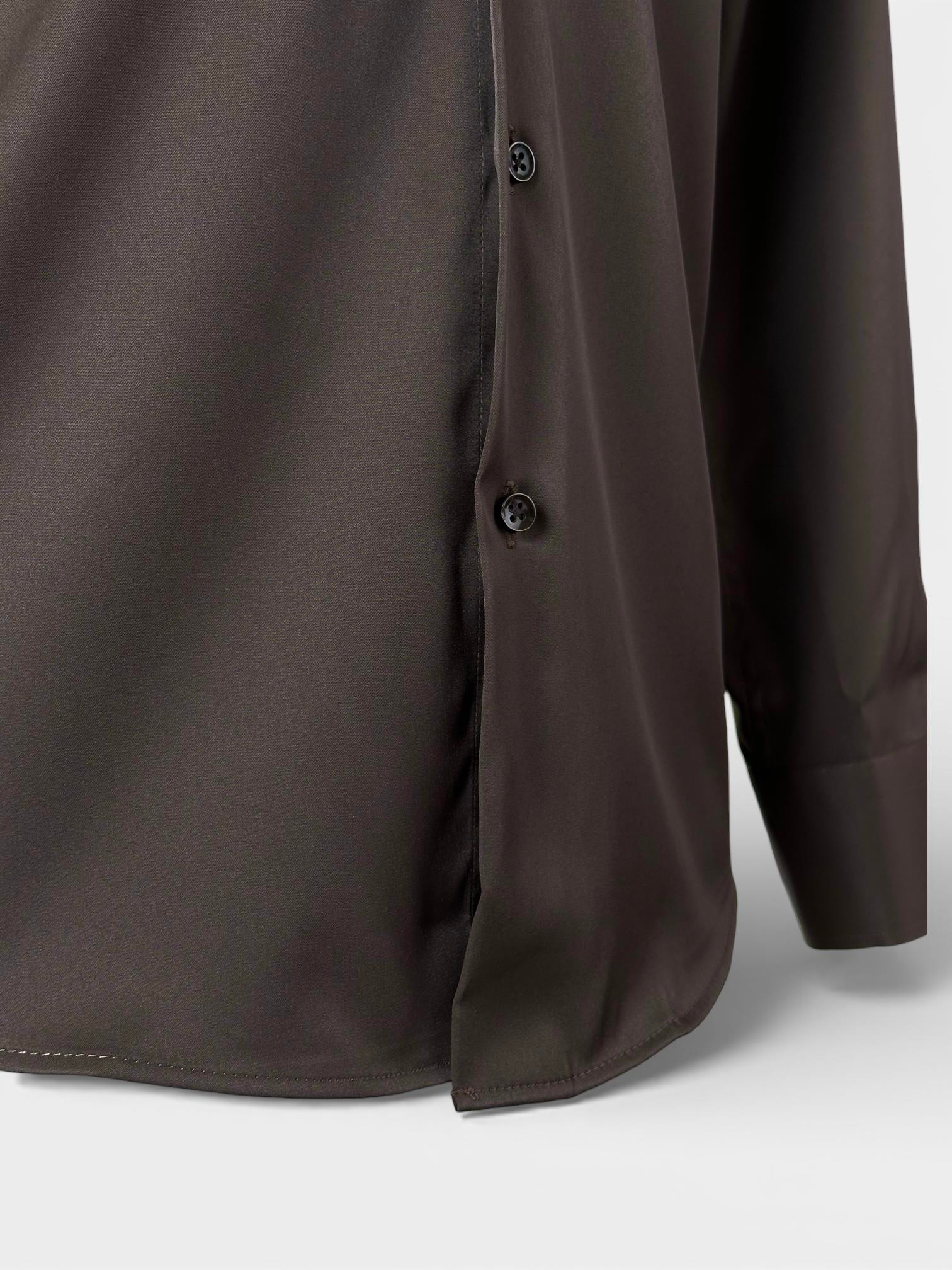 Erkek Slim Fit Kahverengi Klasik Gömlek
