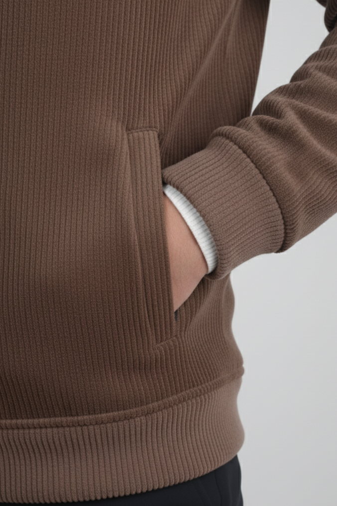 Erkek Slim Fit Kahverengi Polar Mont
