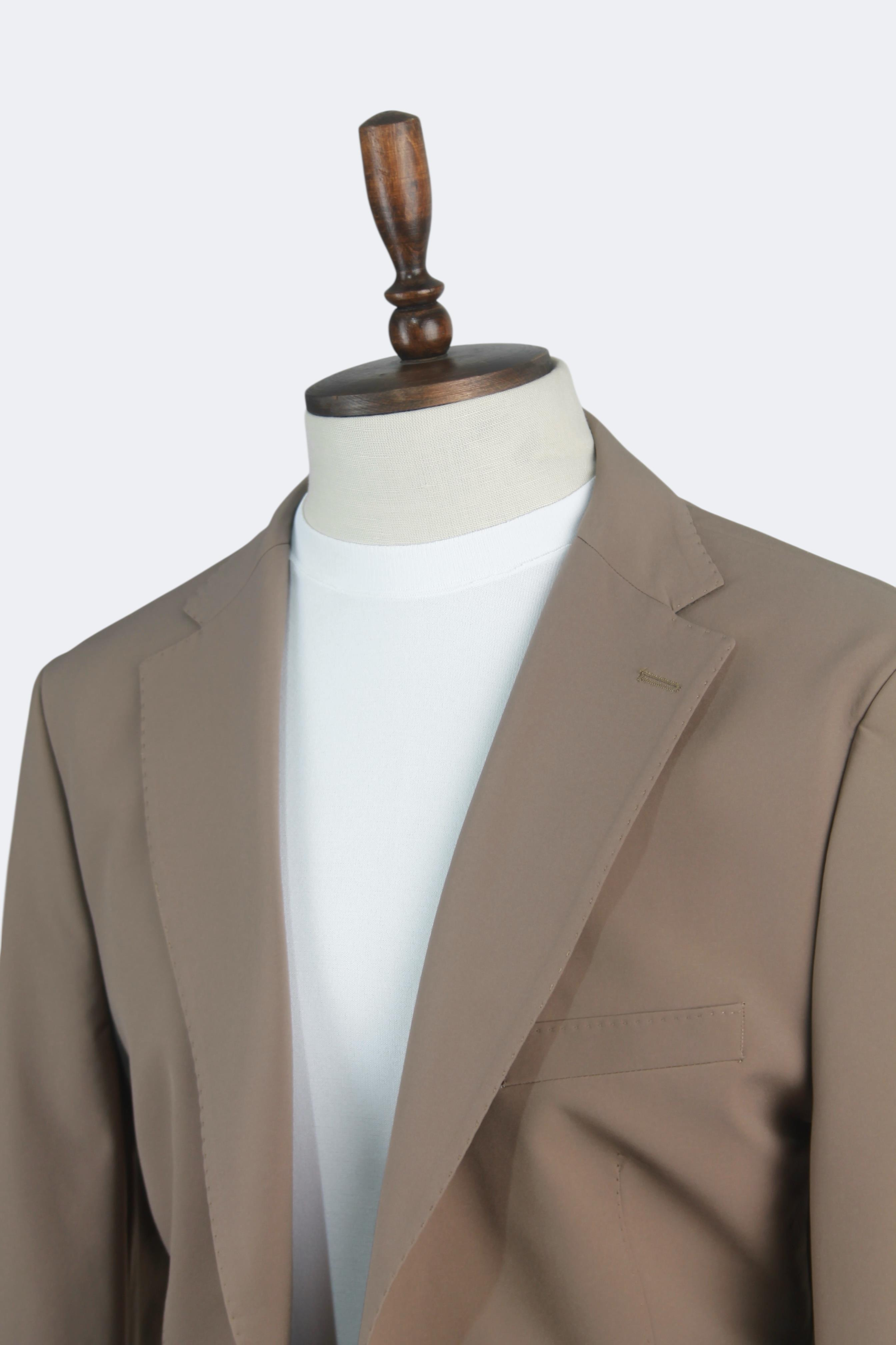 Erkek Slim Fit Kahverengi Spor Takım Elbise