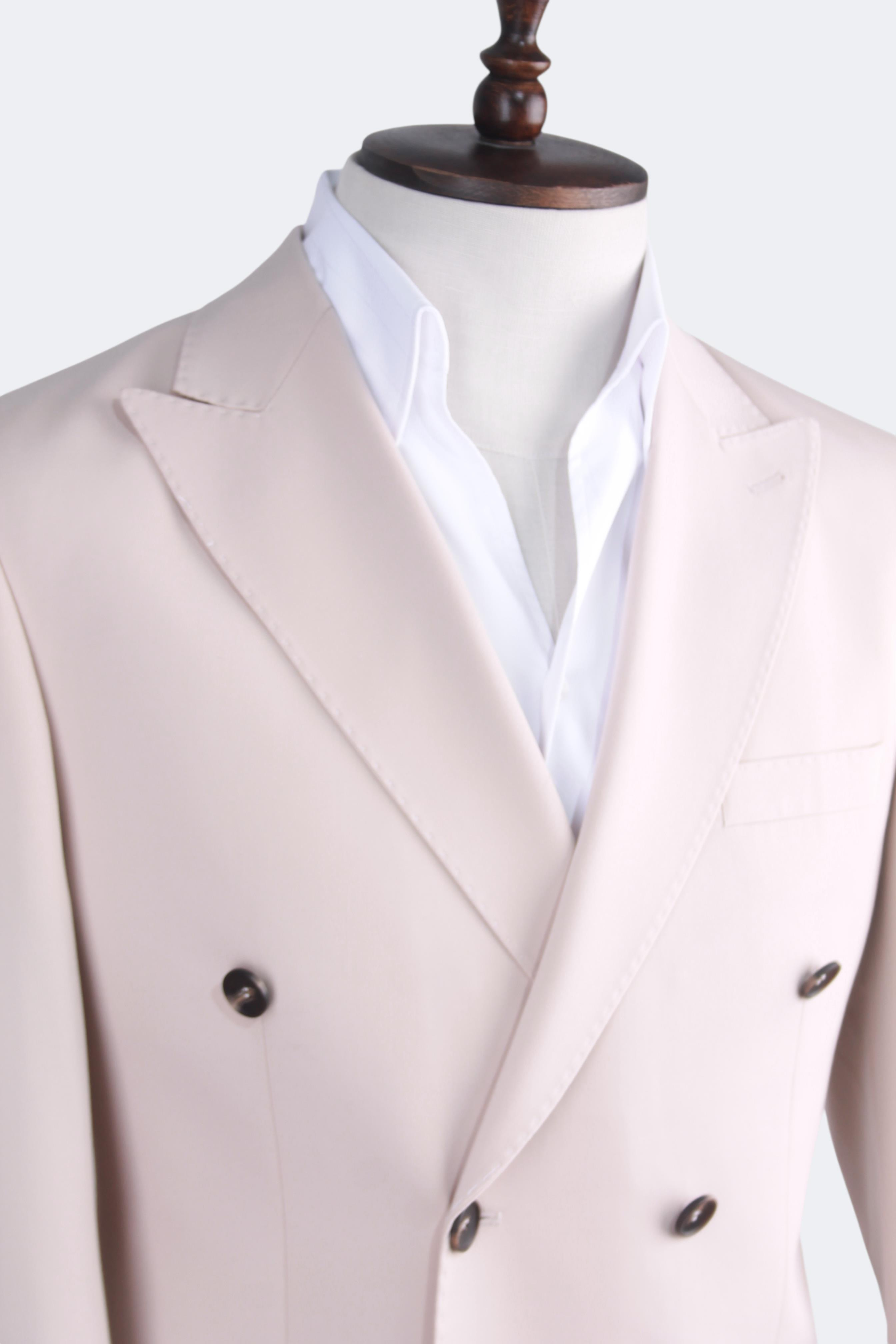 Erkek Slim Fit Krem Renk Kruvaze Ceket