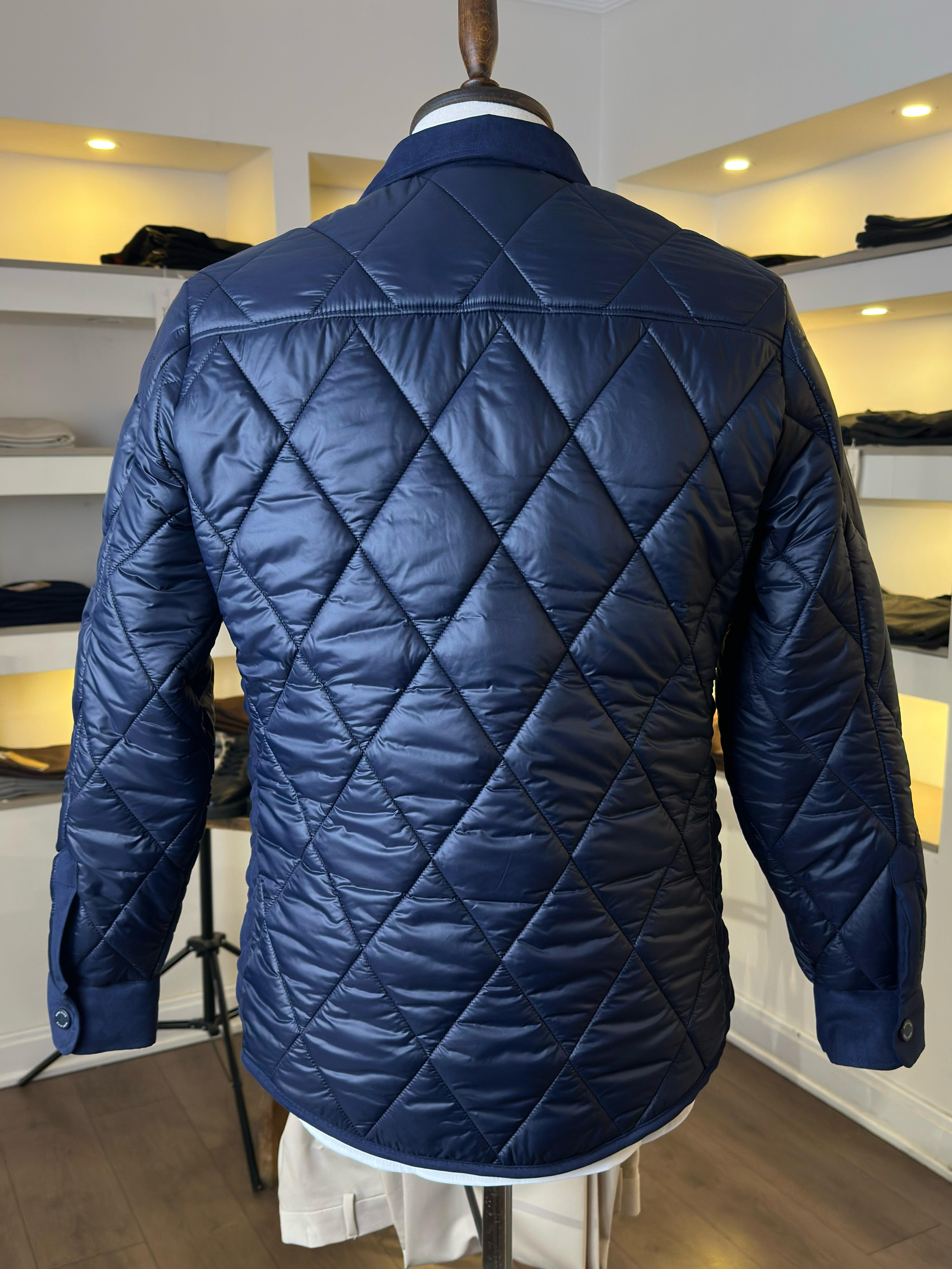 Erkek Slim Fit Lacivert Renk Kapitone Mont