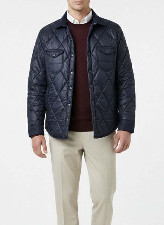 Erkek Slim Fit Lacivert Renk Kapitone Mont