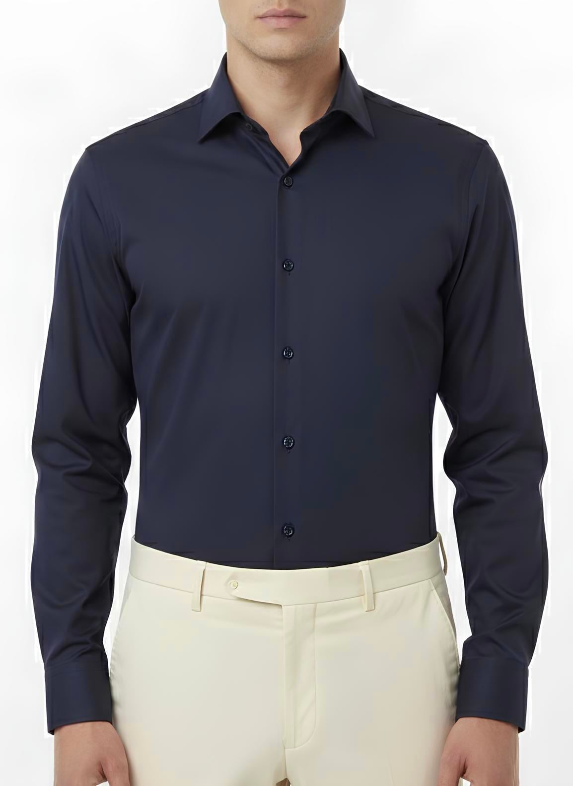 Erkek Slim Fit Lacivert Renk Klasik Gömlek
