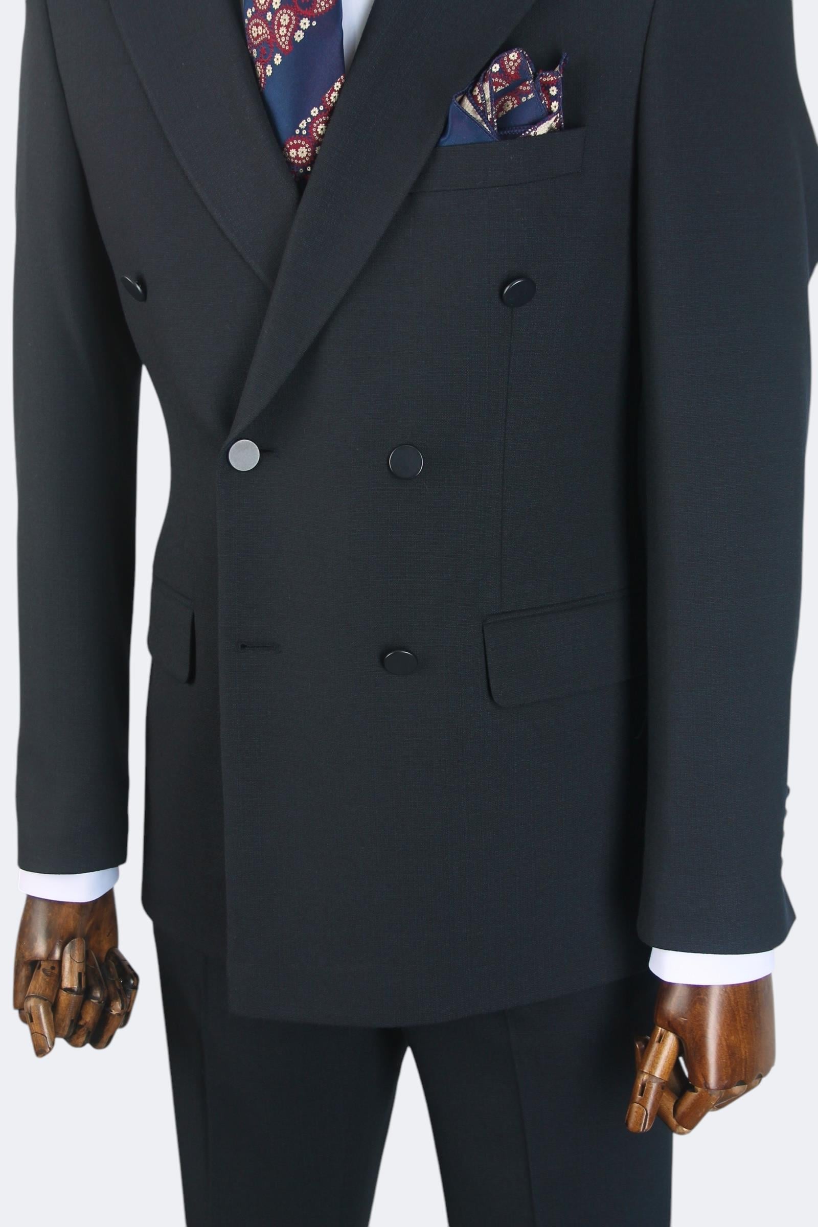 Erkek Slim Fit Lacivert Renk Kruvaze Takım Elbise