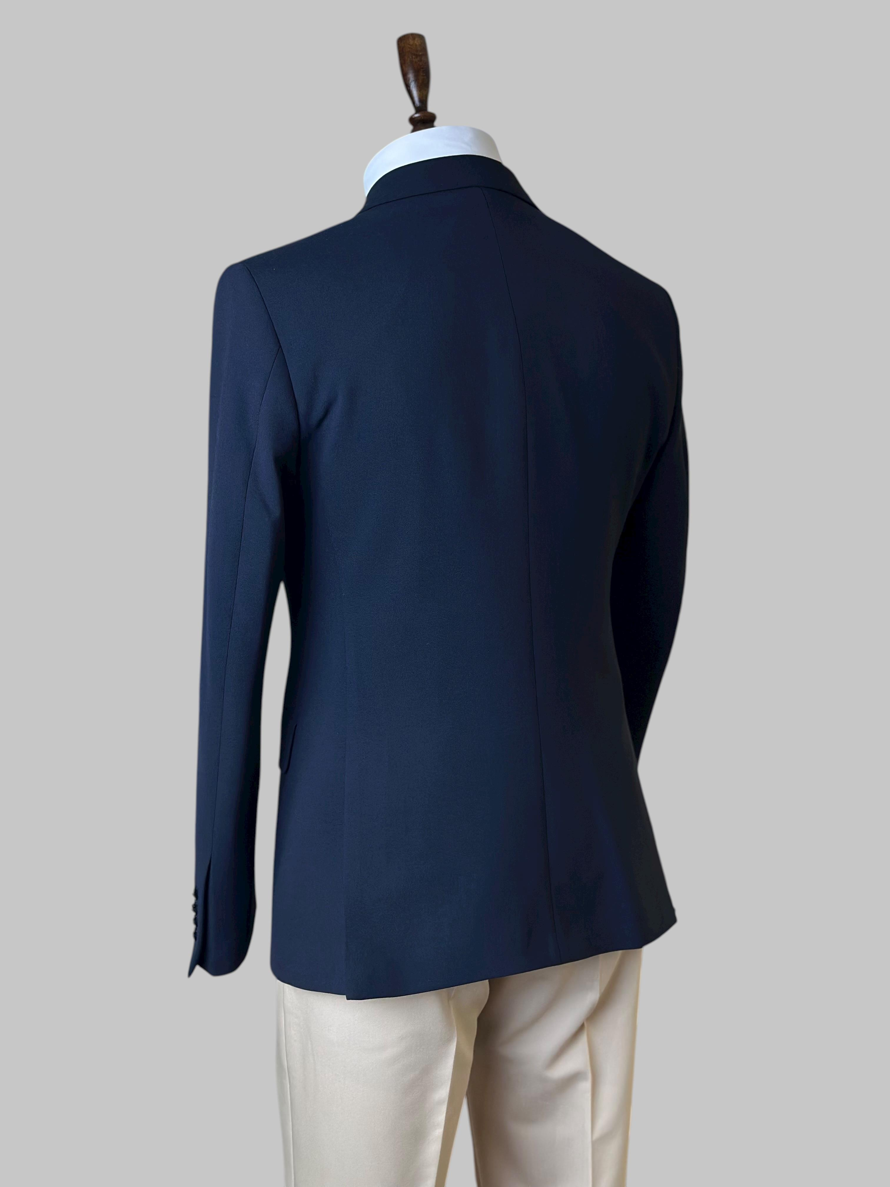 Erkek Slim Fit Lacivert Renk Kruvaze Tek Ceket