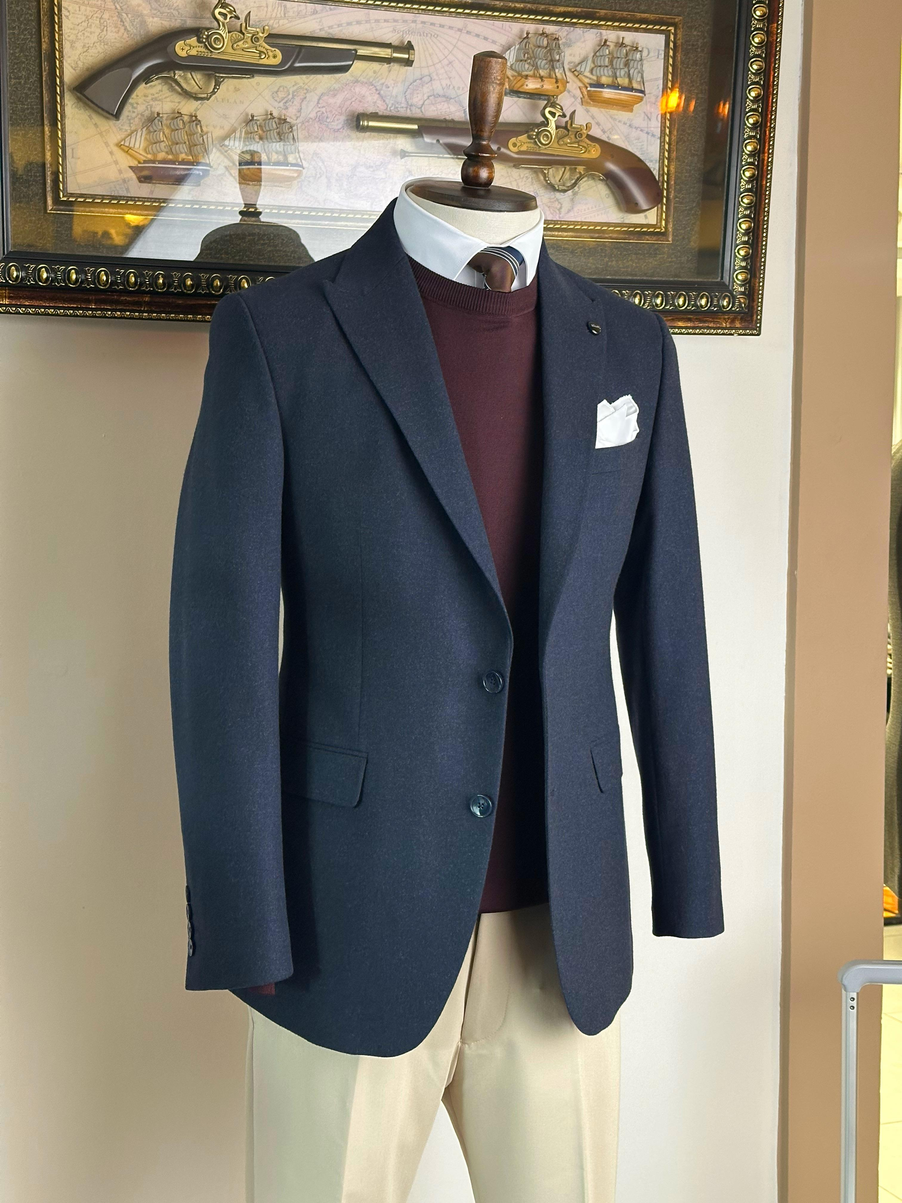 Erkek Slim Fit Lacivert Renk Tek Ceket