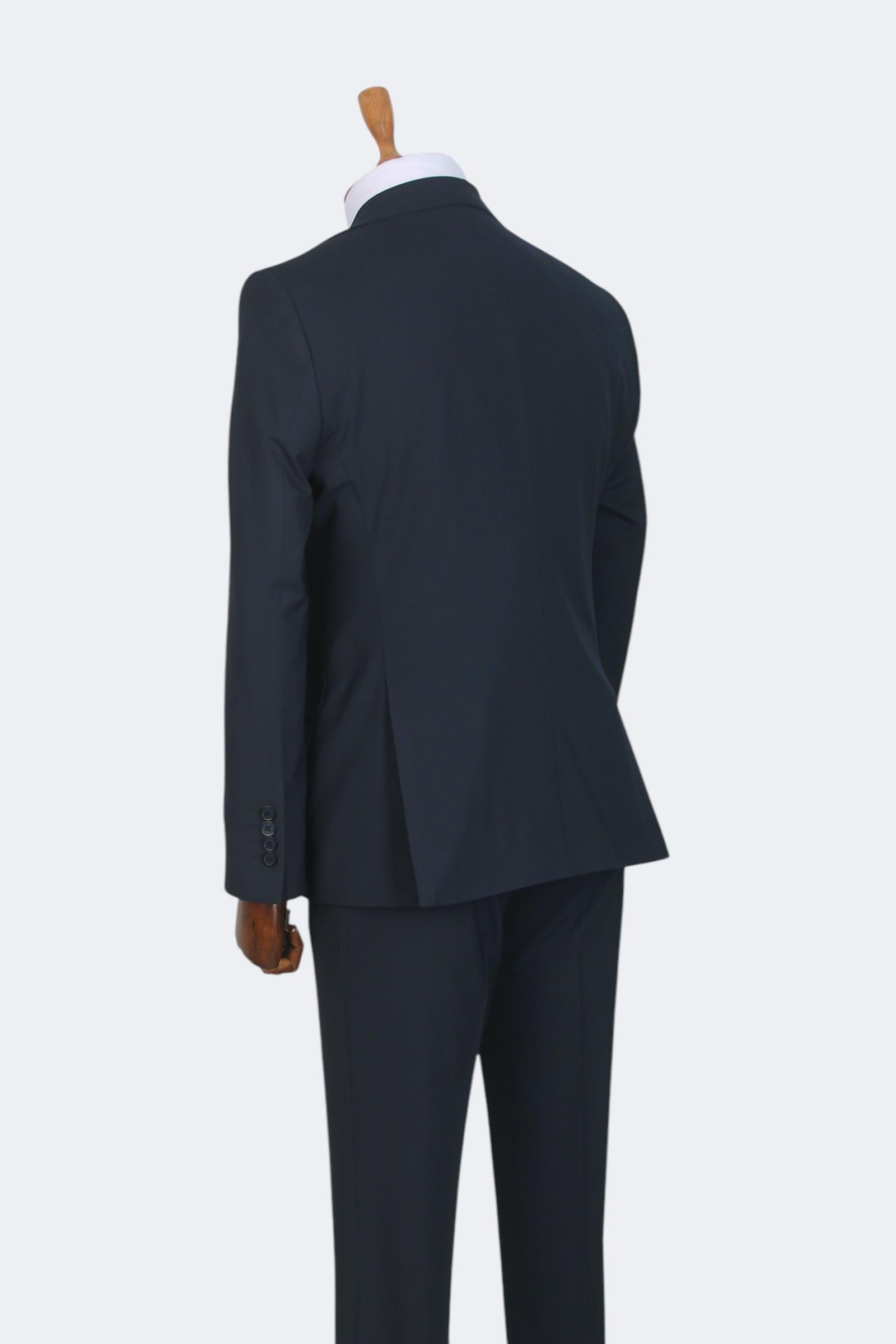 Erkek Slim Fit Lacivert Renk Yelekli Takım Elbise