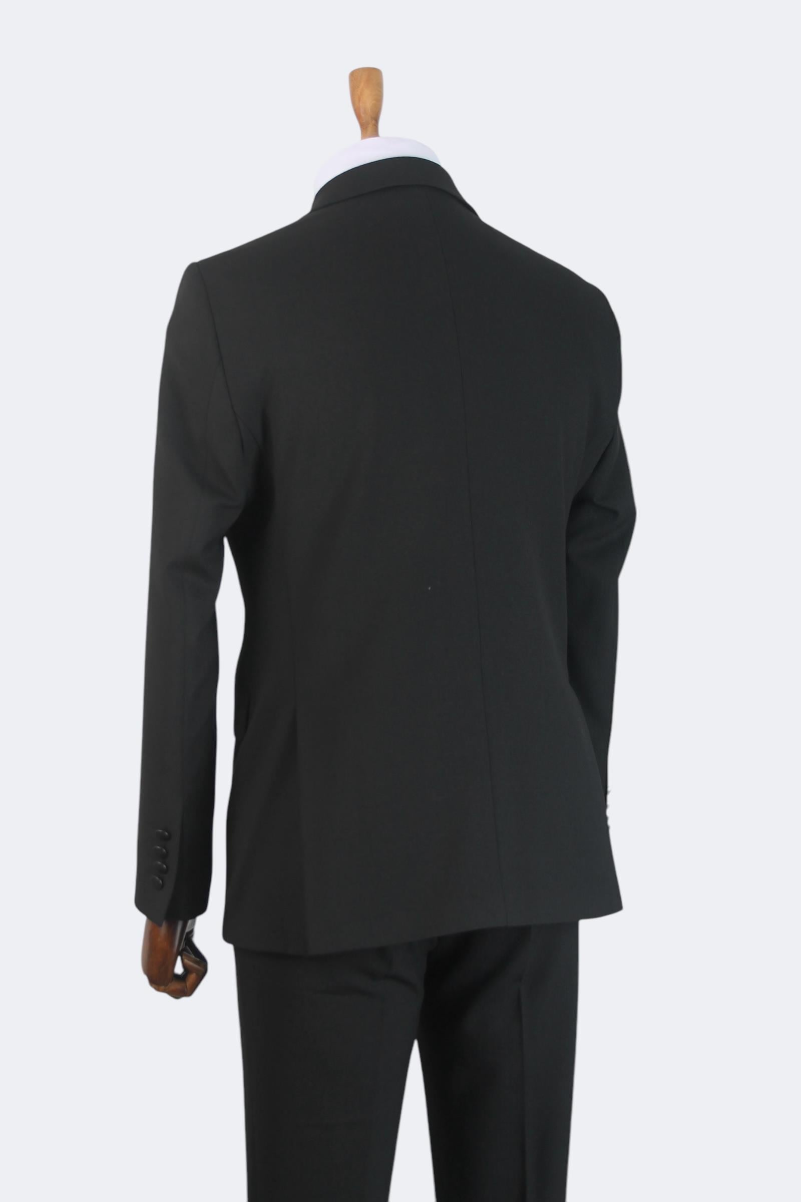 Erkek Slim Fit Siyah Renk Kruvaze Takım Elbise