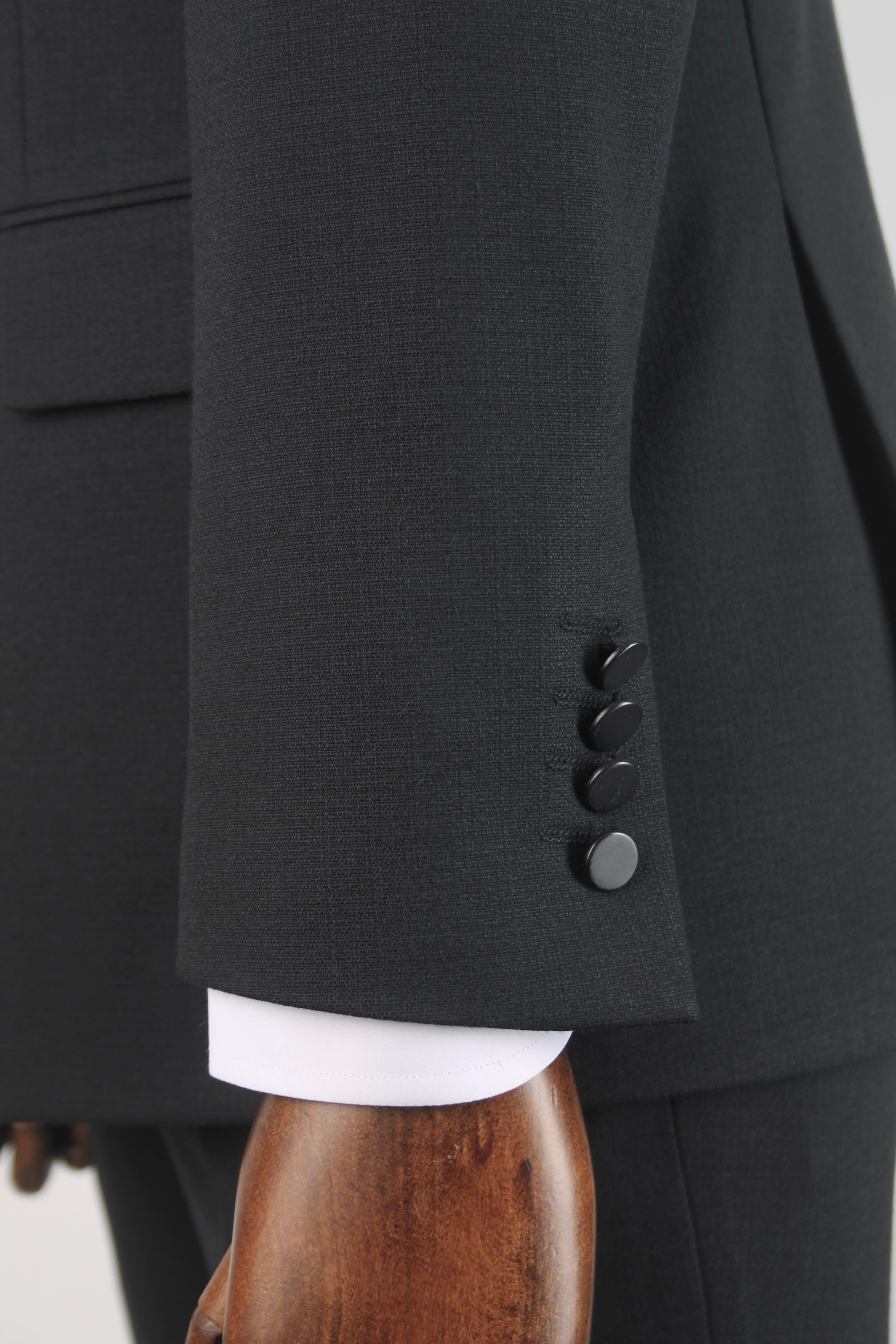 Erkek Slim Fit Siyah Renk Kruvaze Takım Elbise