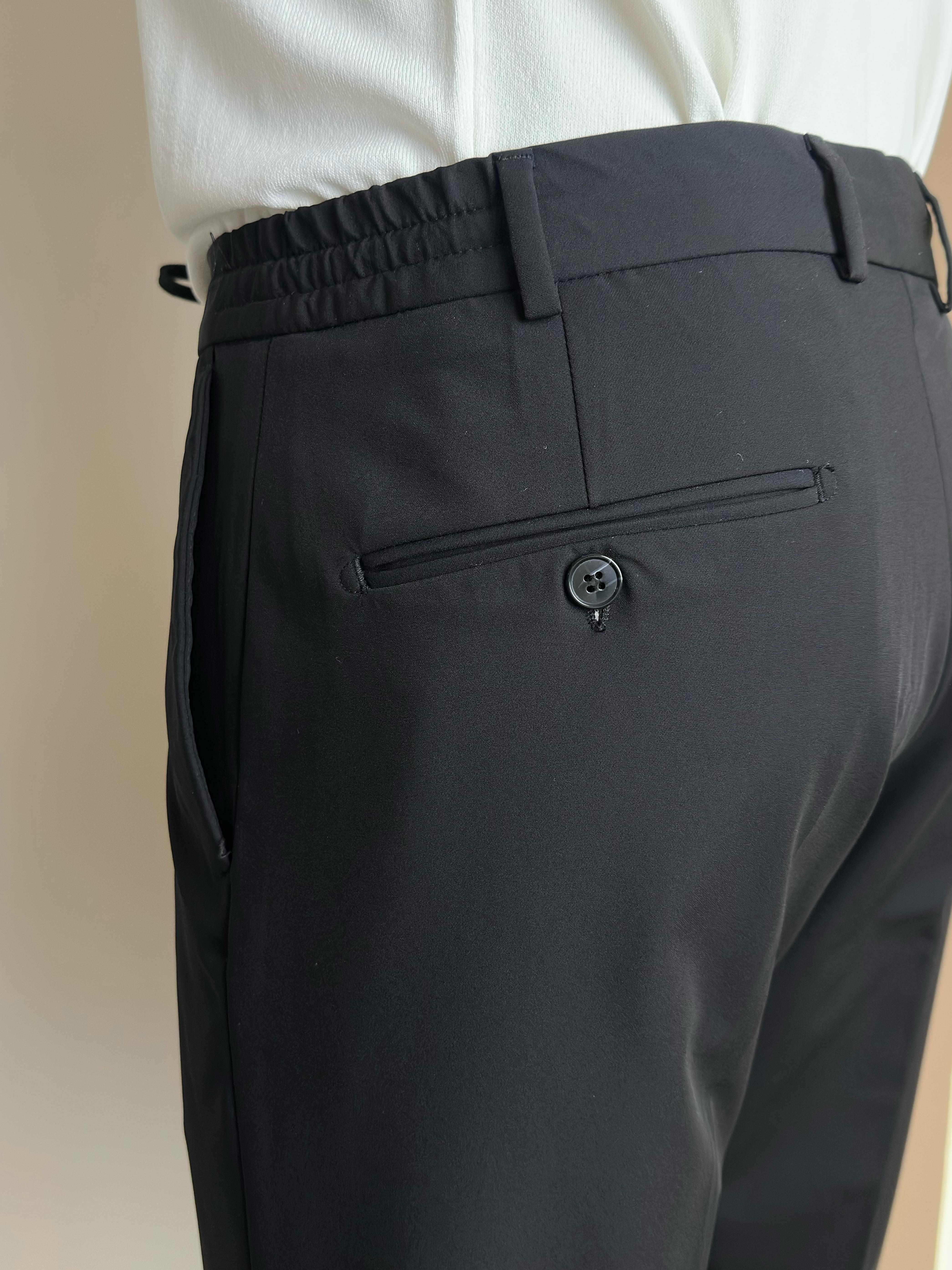 Erkek Slim Fit Siyah Renk Polyamide Jogger Pantolon