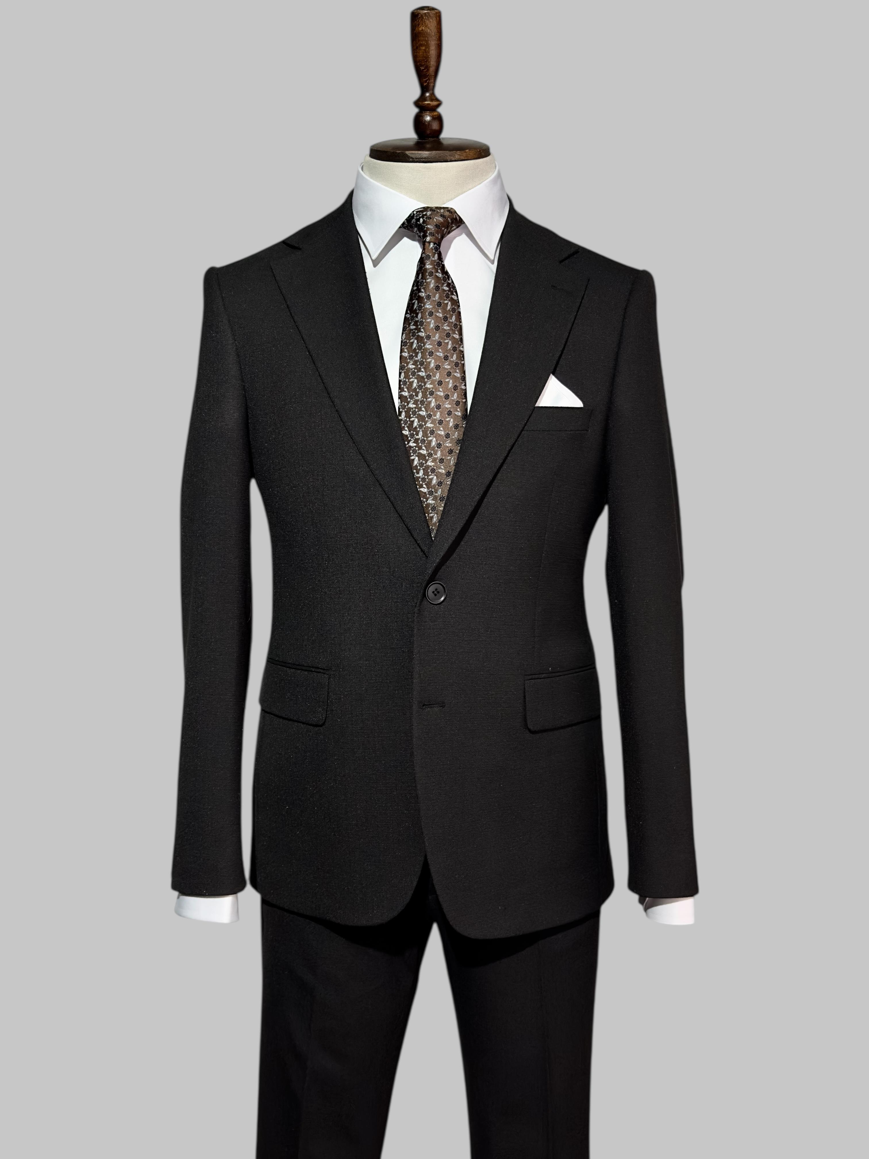 Erkek Slim Fit Siyah Renk Takım Elbise