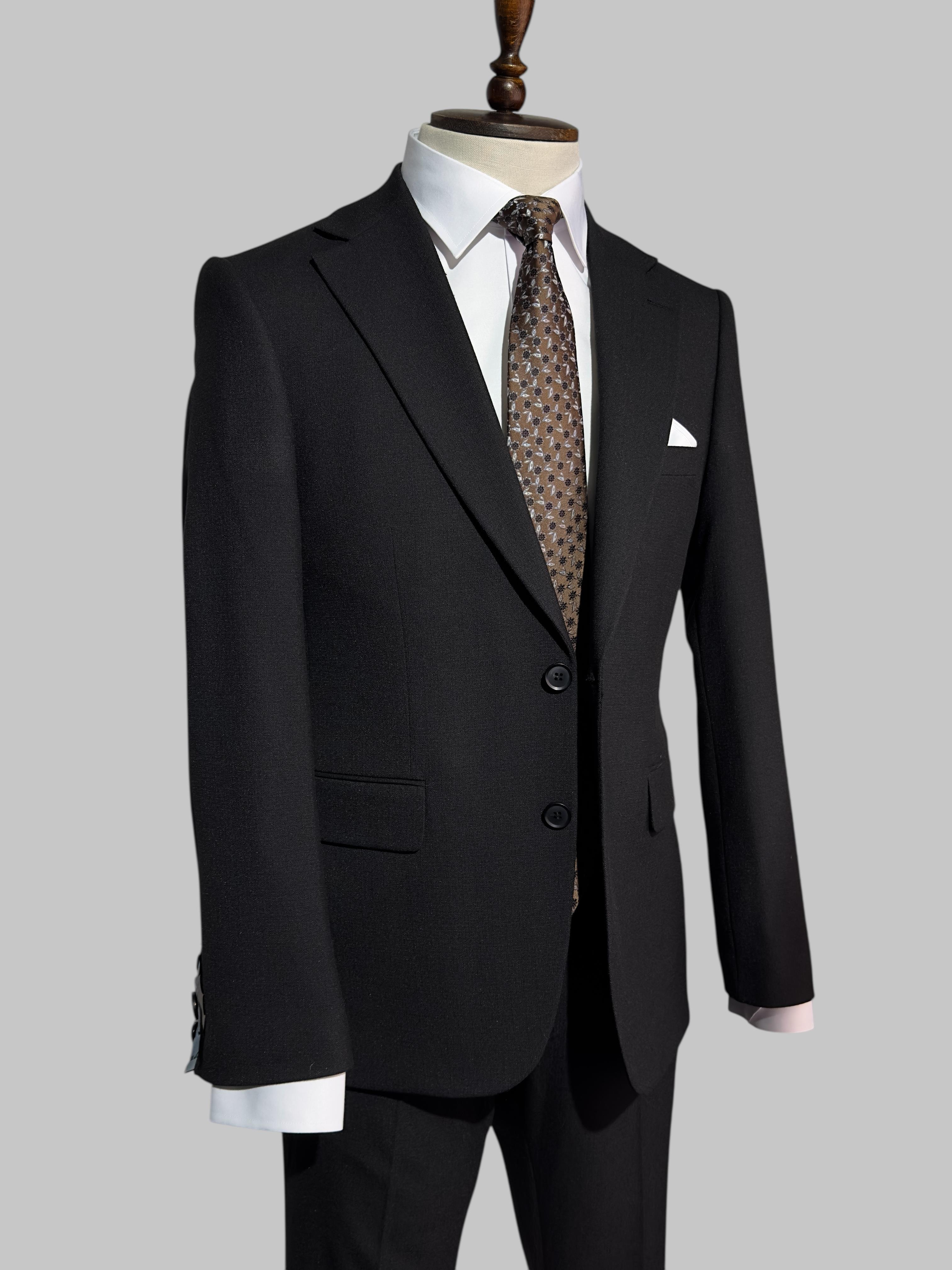 Erkek Slim Fit Siyah Renk Takım Elbise