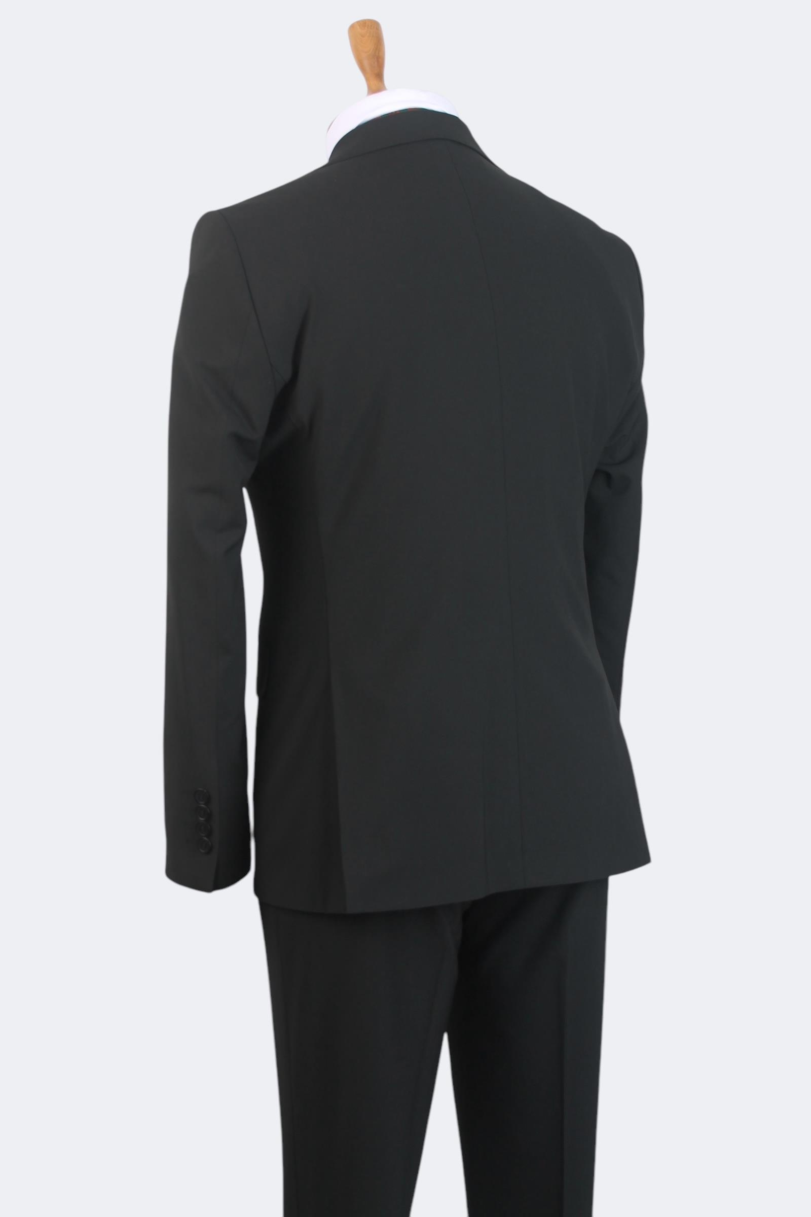 Erkek Slim Fit Siyah Renk Yelekli Takım Elbise