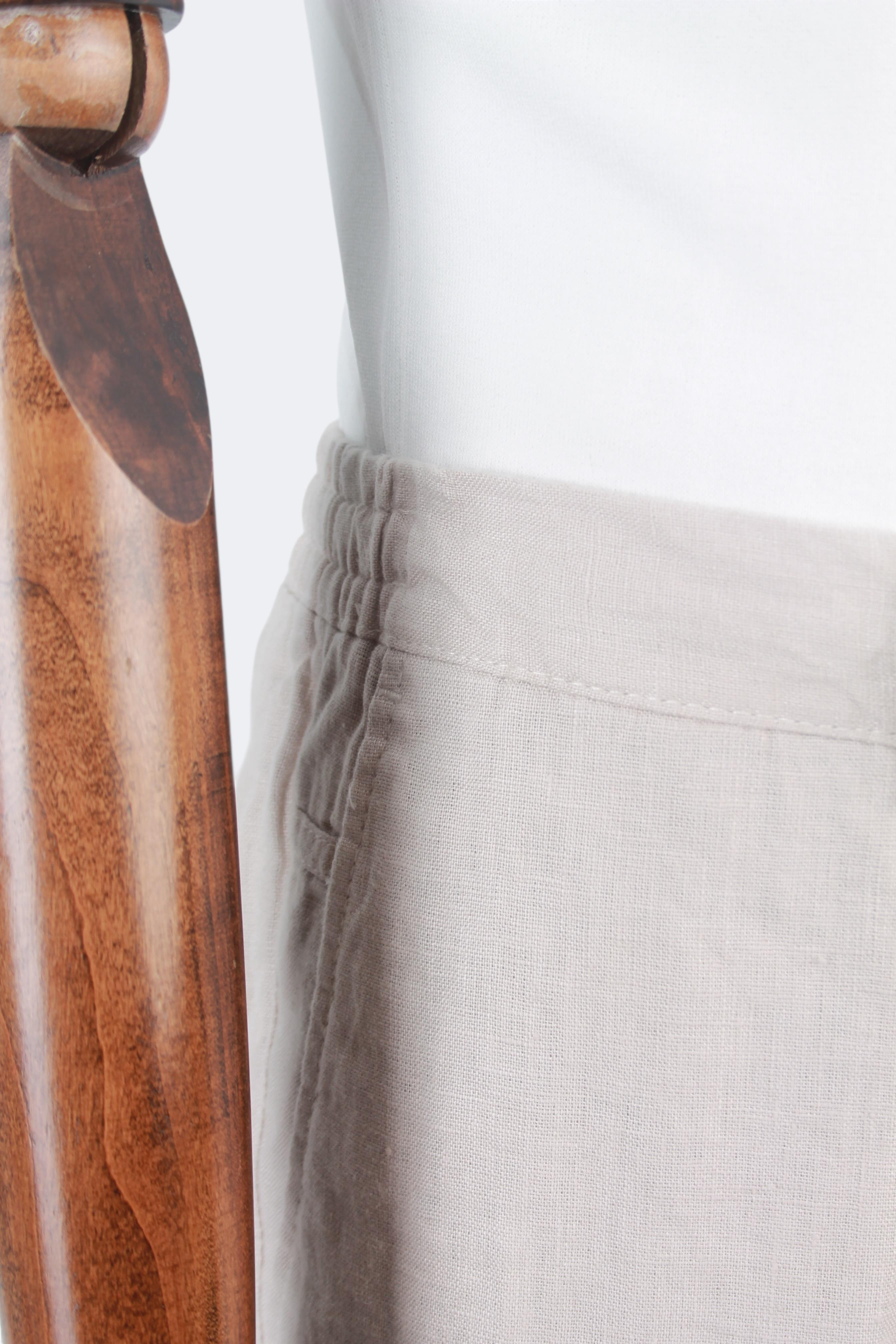 Erkek Slim Fit Taş Renk Keten Pantolon