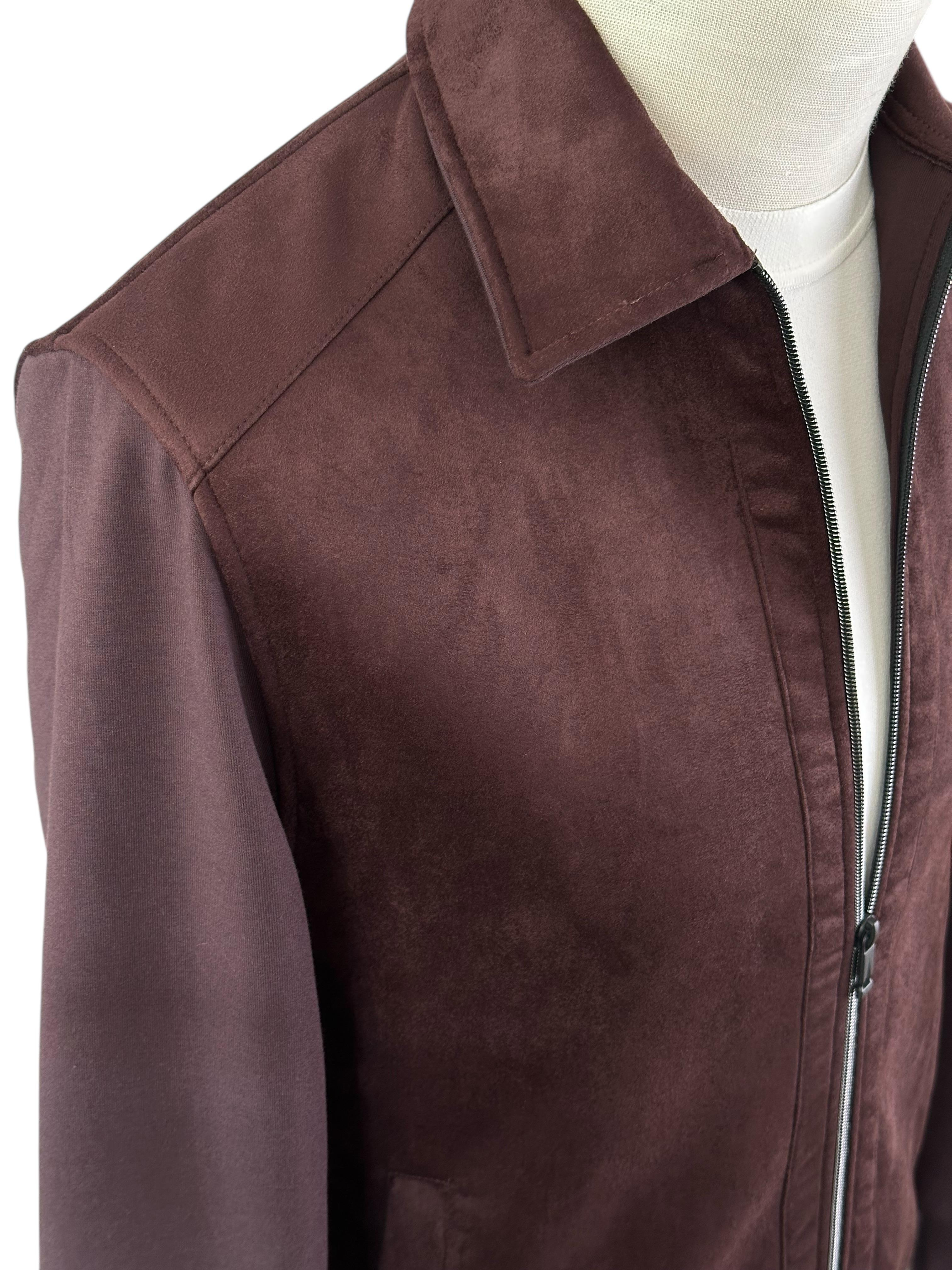 Erkek Slim Fit Vişne Renk Baharlık Nubuk Mont