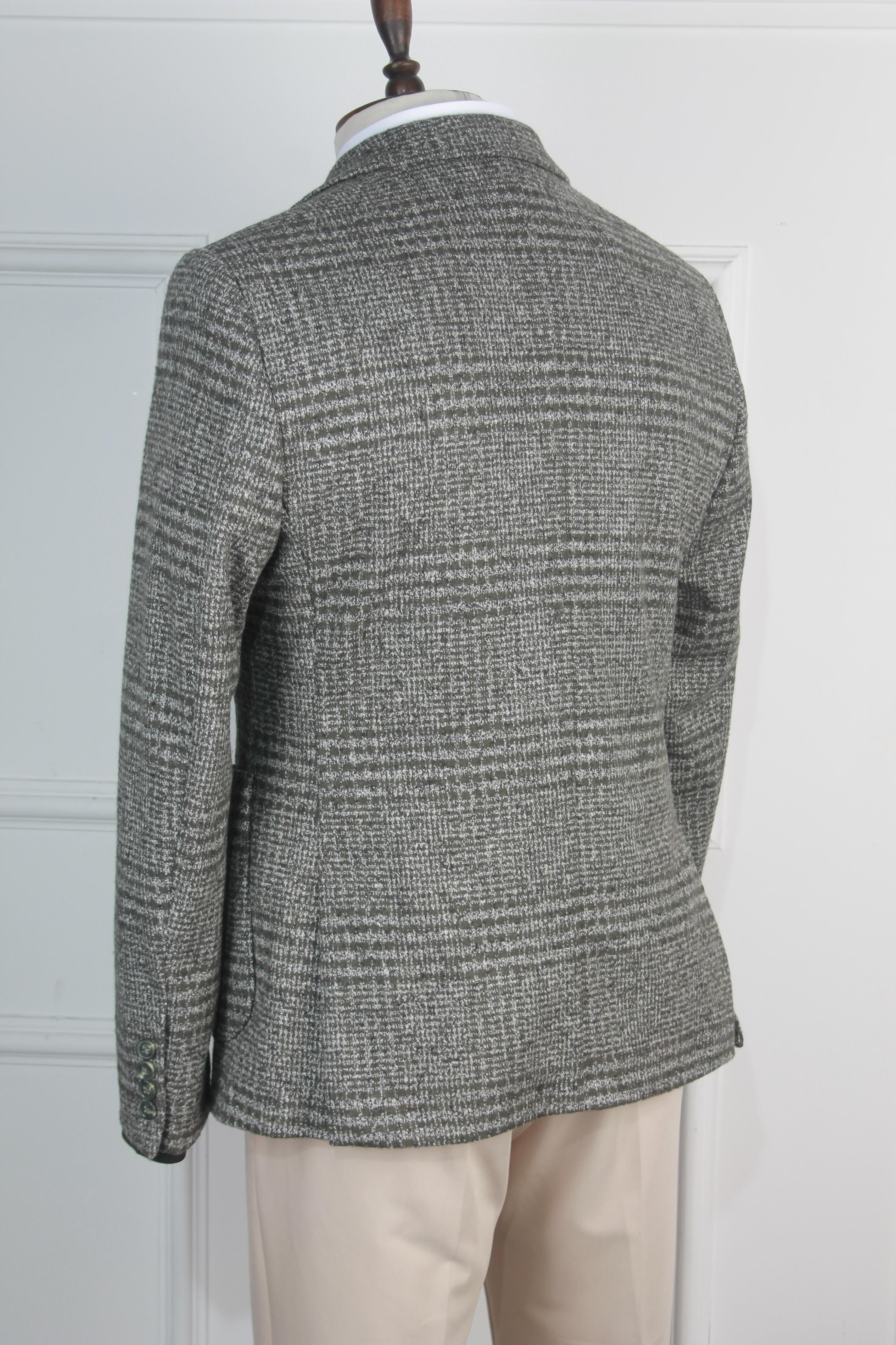 Erkek Slim Fit Yeşil Renk Ekose Yün Ceket