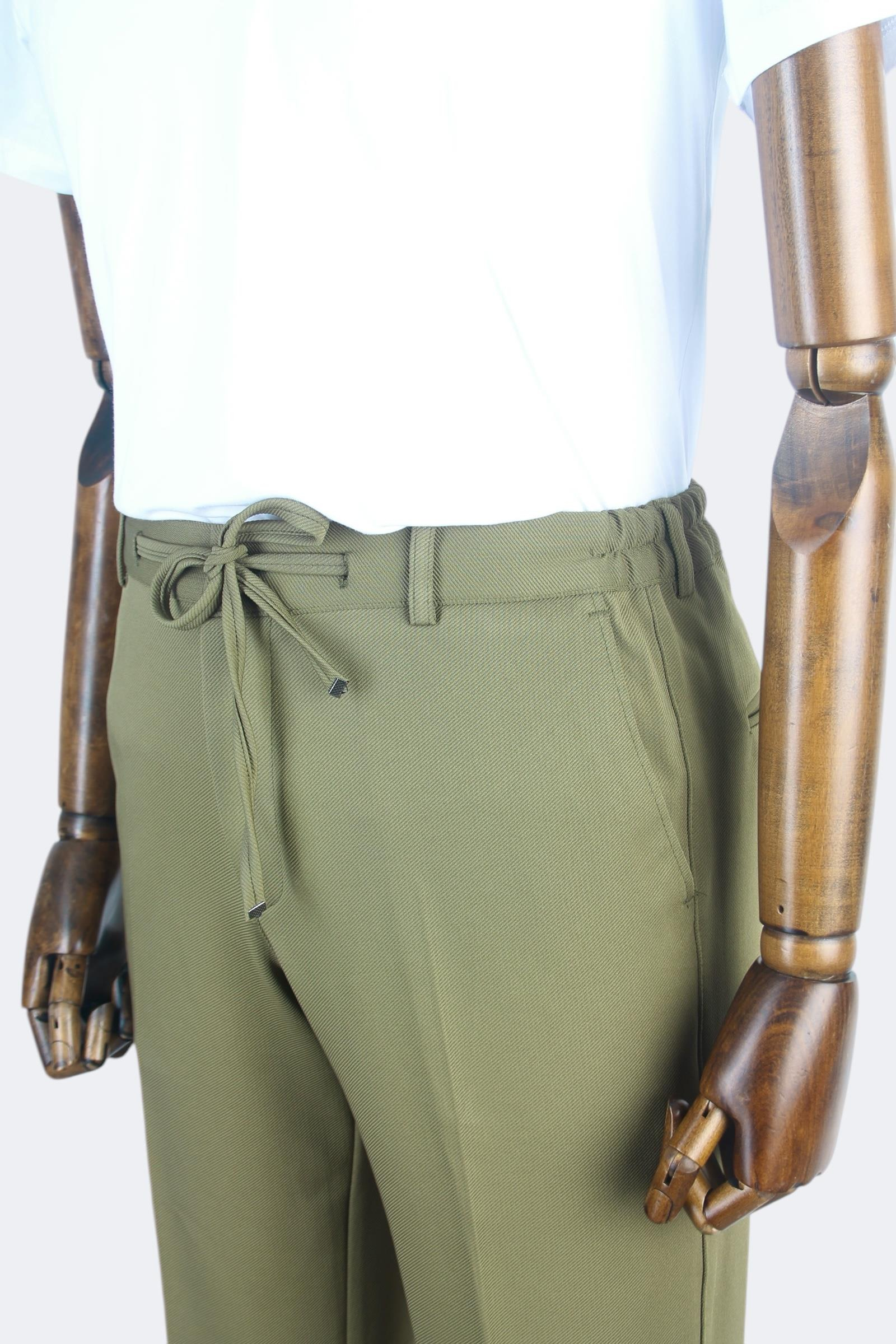 Erkek Slim Fit Yeşil Renk İpli Spor Takım Elbise