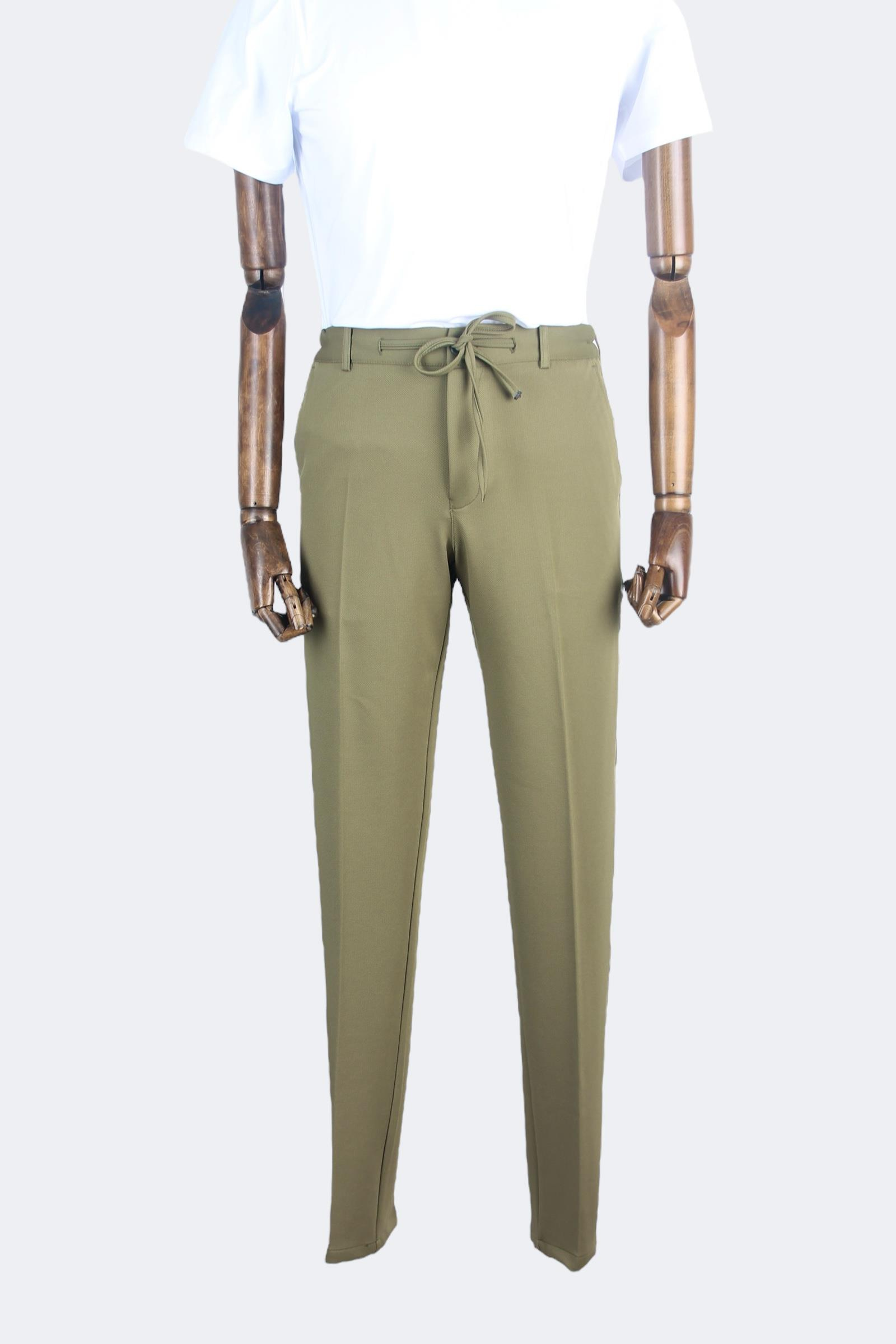 Erkek Slim Fit Yeşil Renk İpli Spor Takım Elbise