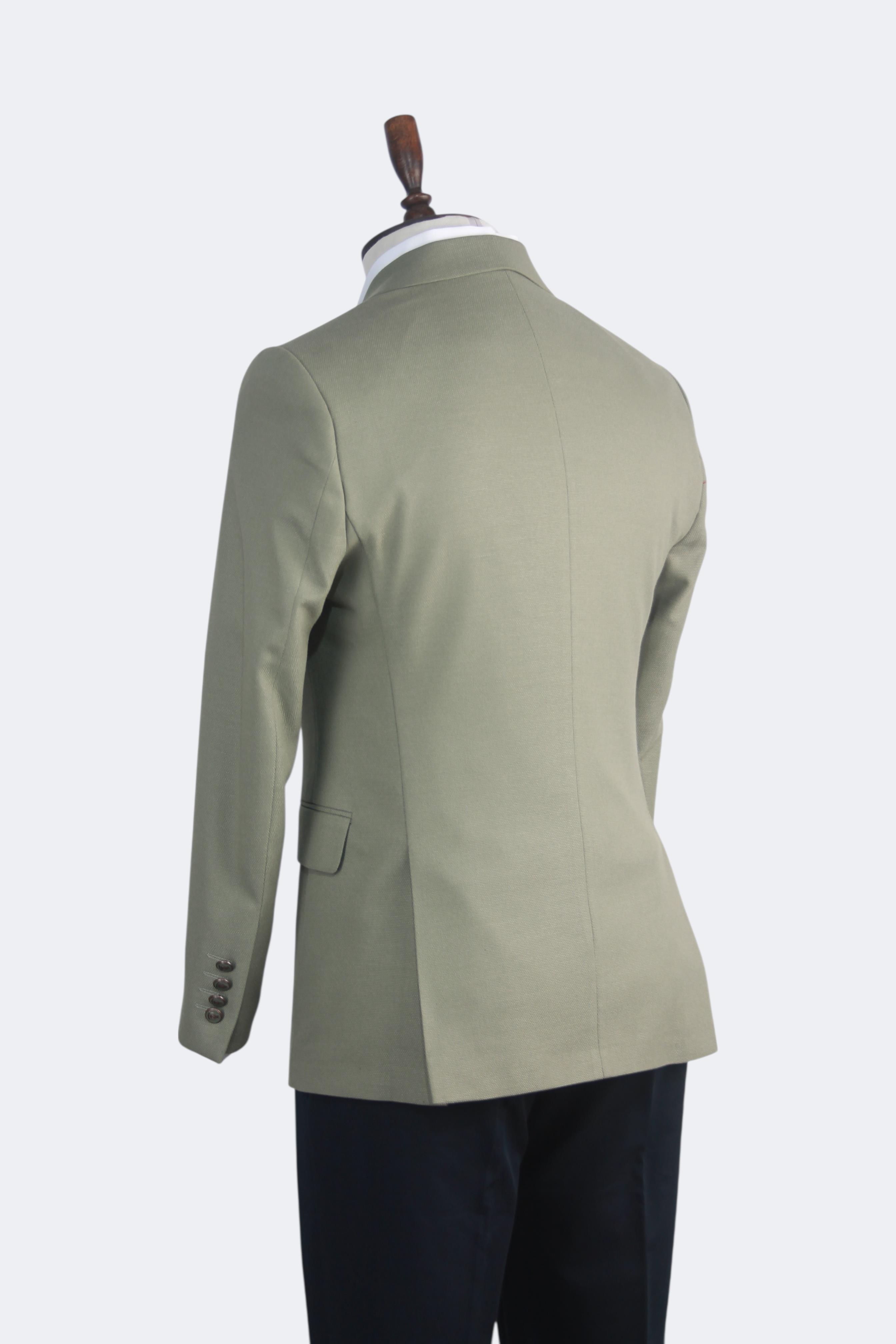 Erkek Slim Fit Yeşil Renk Kruvaze Ceket