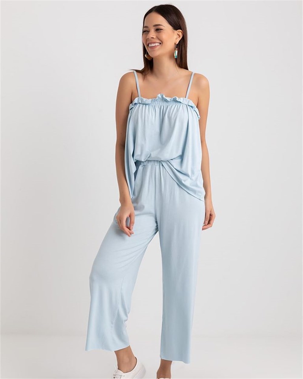Askılı Bluz Pantolon Takım BEBE MAVİSİ
