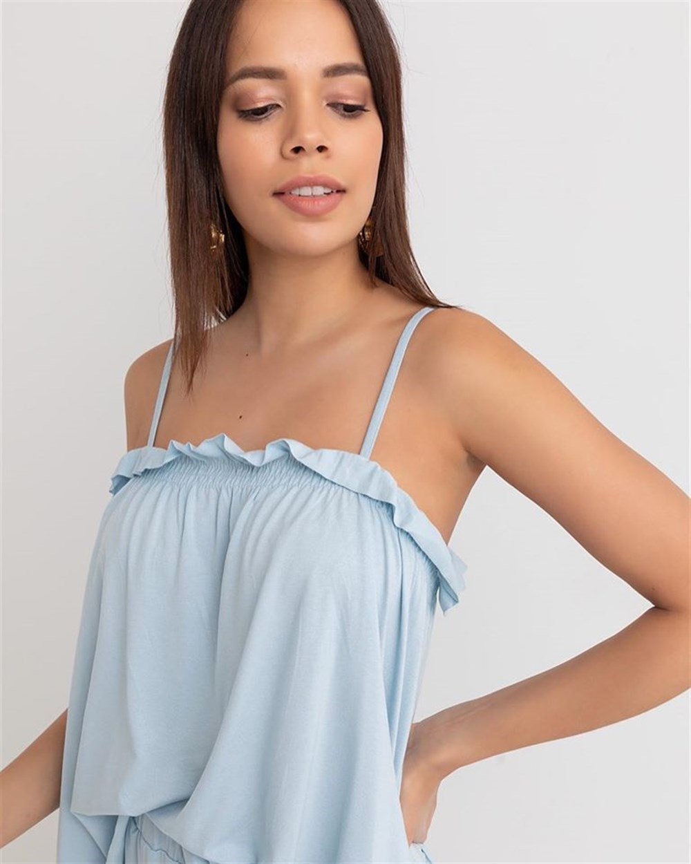 Askılı Bluz Pantolon Takım BEBE MAVİSİ
