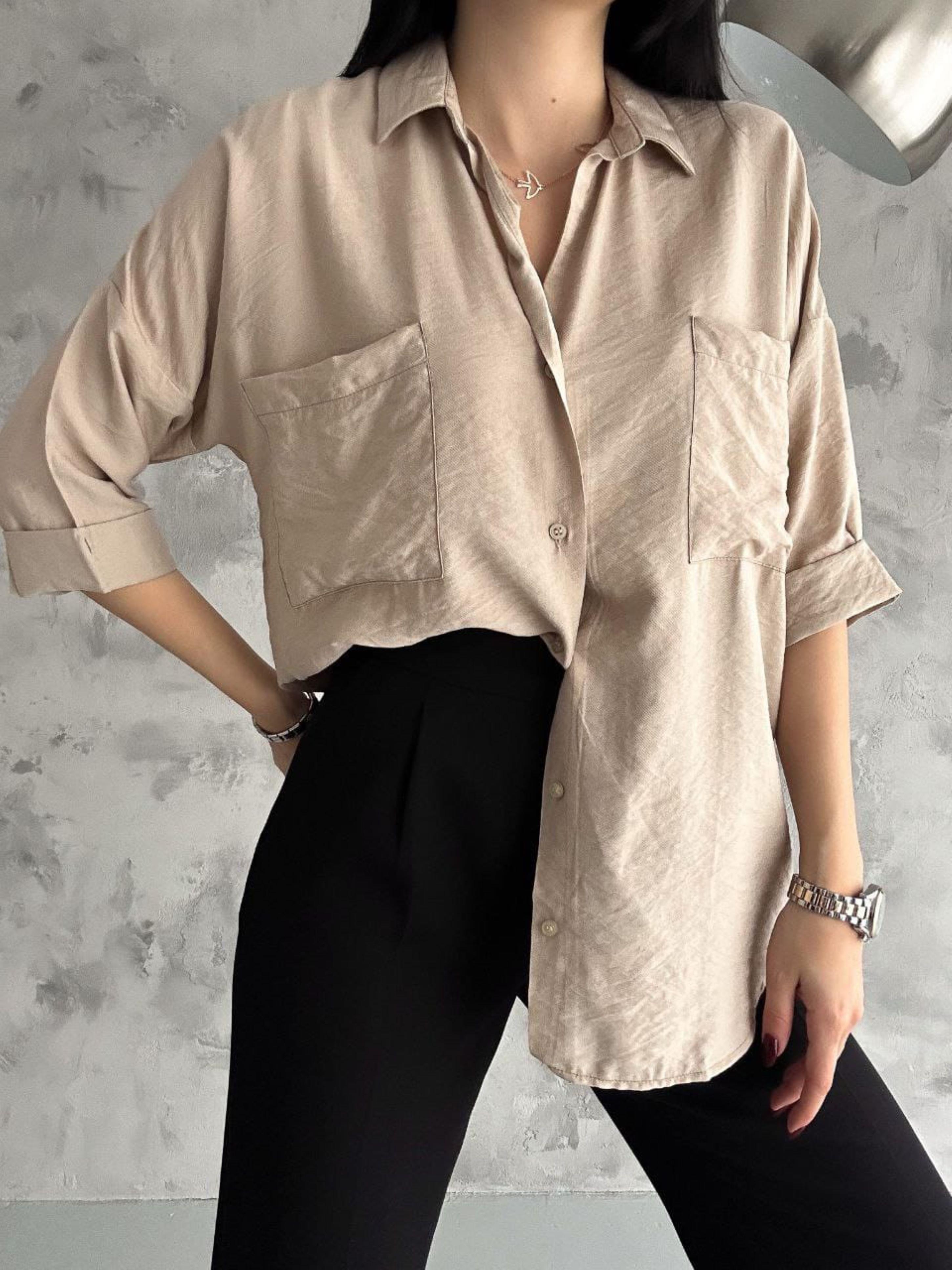 Bodrum Oversize Fakir Kol Gömlek 3350 TAŞ RENGİ