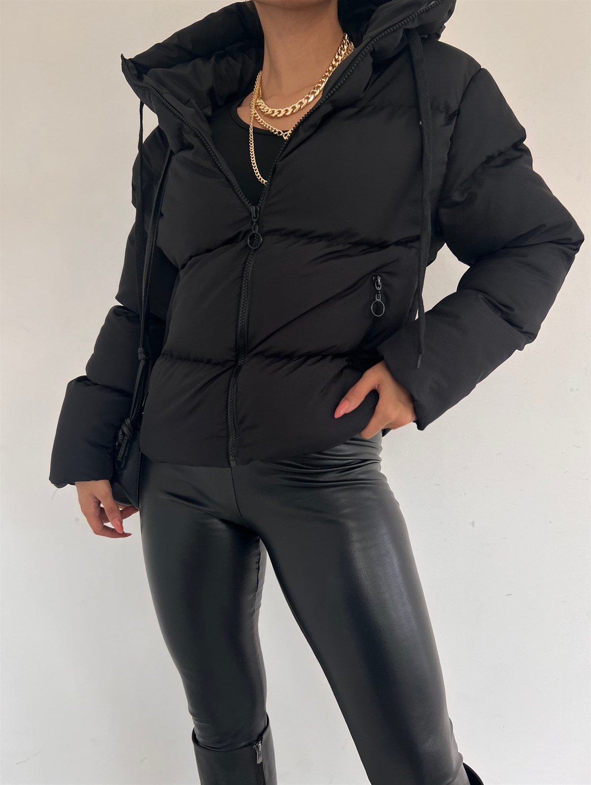 Cepli Şişme Mont 1018 SİYAH