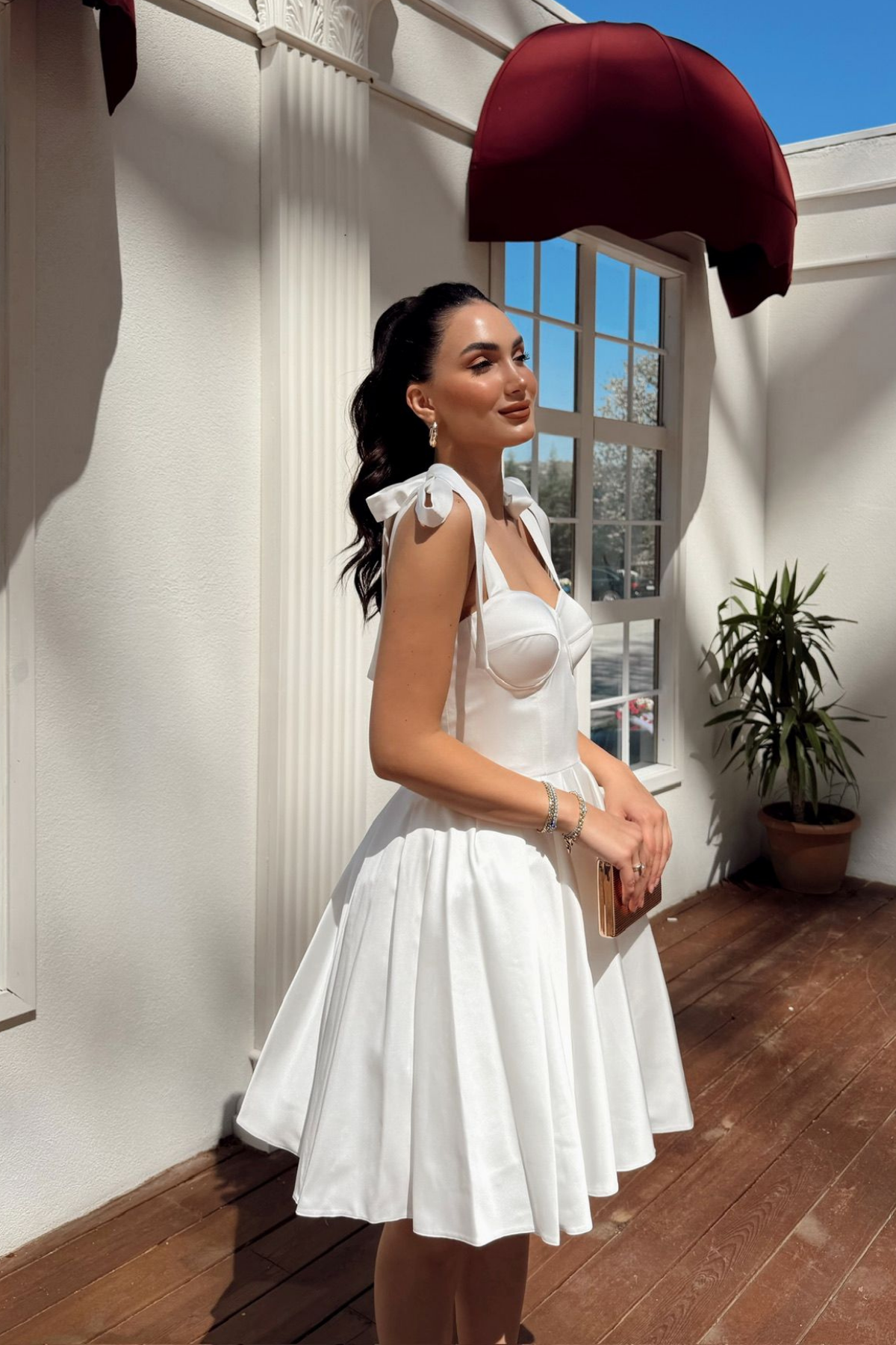 Elçin Balon Etek Askı Kurdele Mini  Elbise 1004