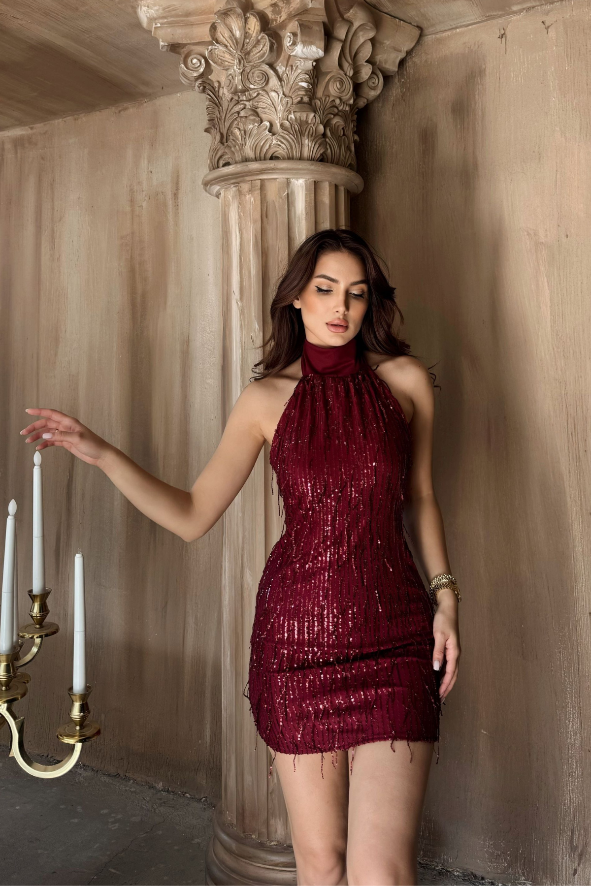 Elysia Tasarım Mini Elbise 583229 BORDO