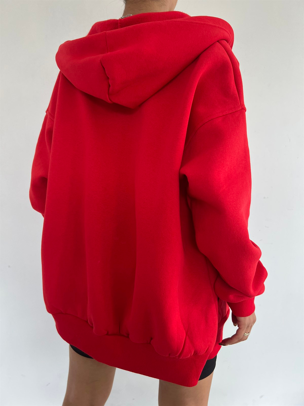Fermuarlı Uzun Sweat 0514 KIRMIZI