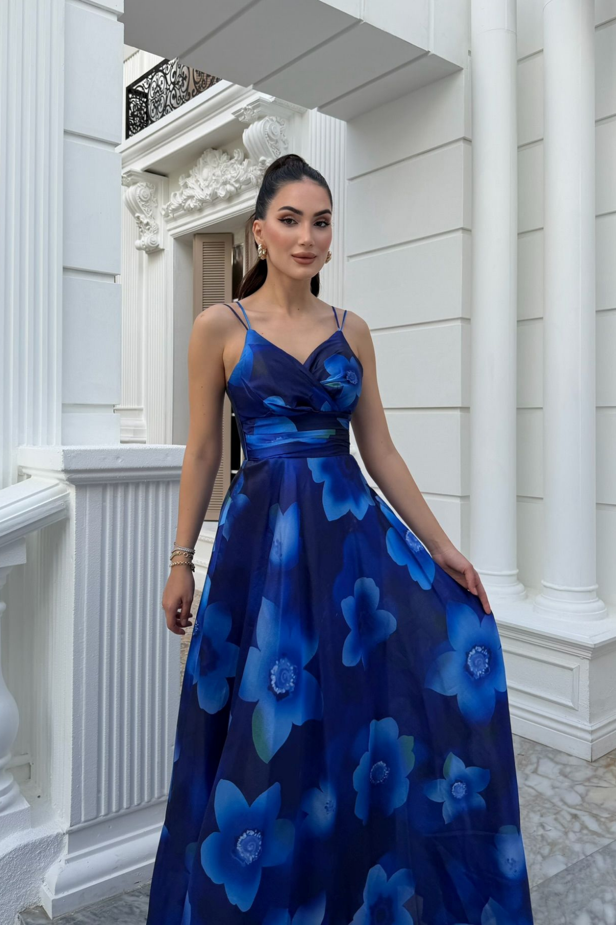 Feza Desenli Askı Detay Abiye 1093