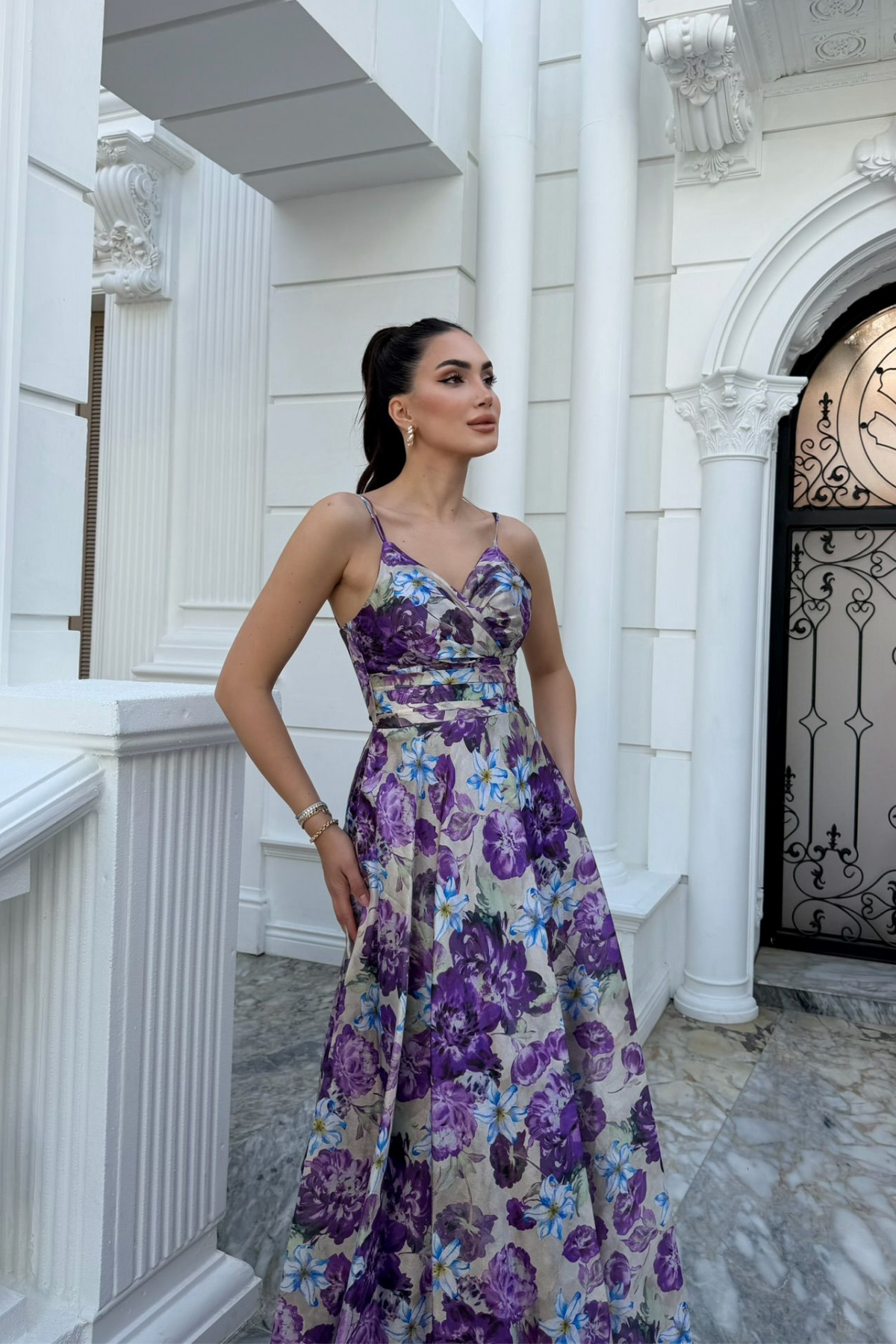 Feza Desenli Askı Detay Abiye 1093
