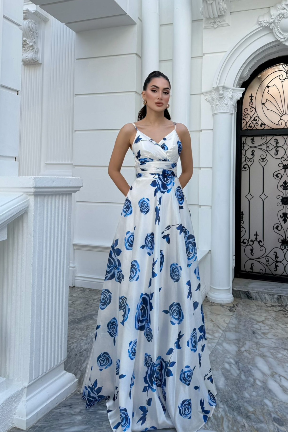 Feza Desenli Askı Detay Abiye 1093