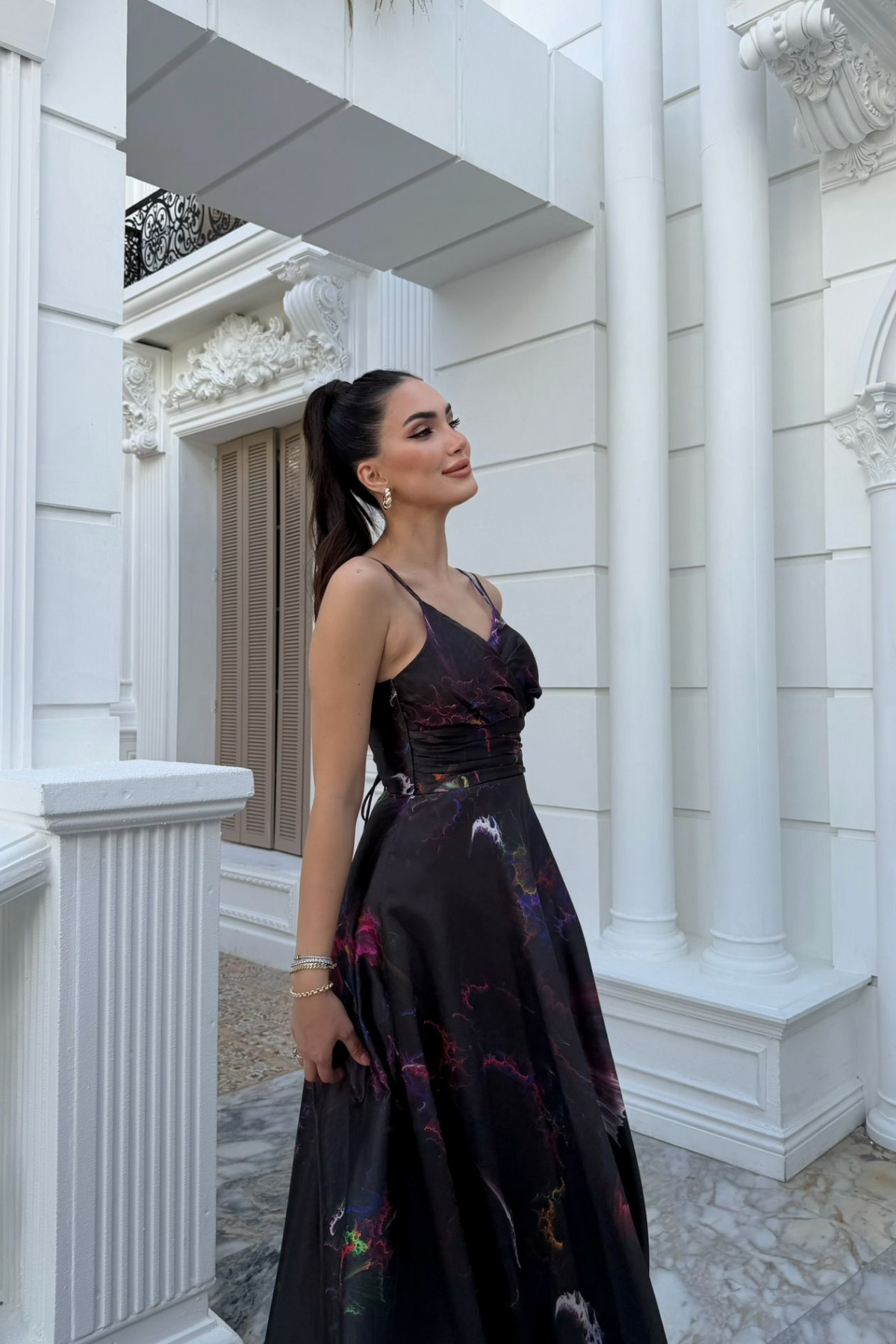 Feza Desenli Askı Detay Abiye 1093