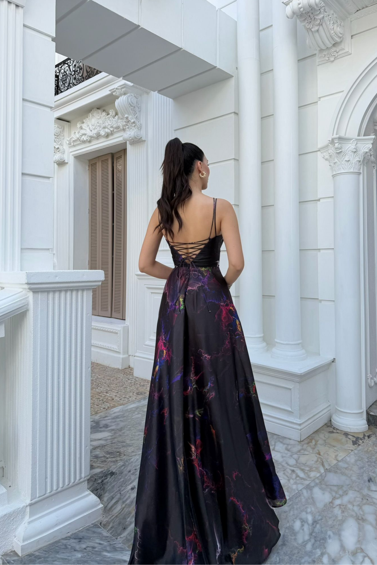Feza Desenli Askı Detay Abiye 1093