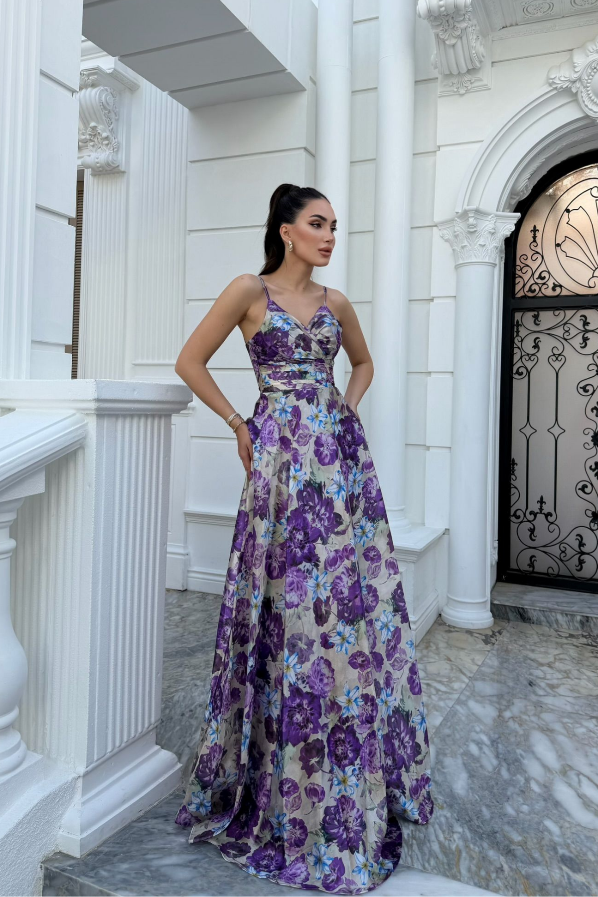 Feza Desenli Askı Detay Abiye 1093