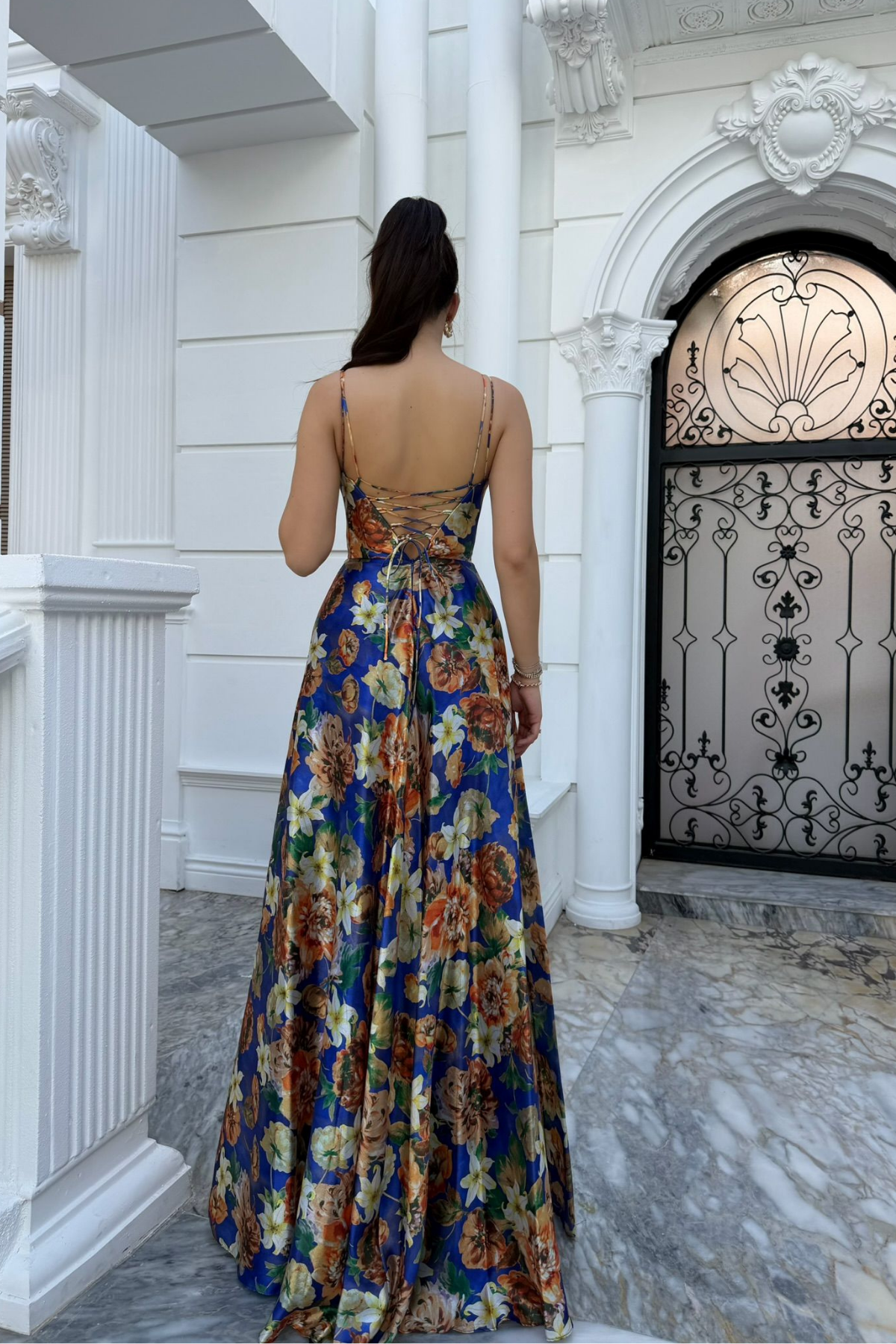 Feza Desenli Askı Detay Abiye 1093